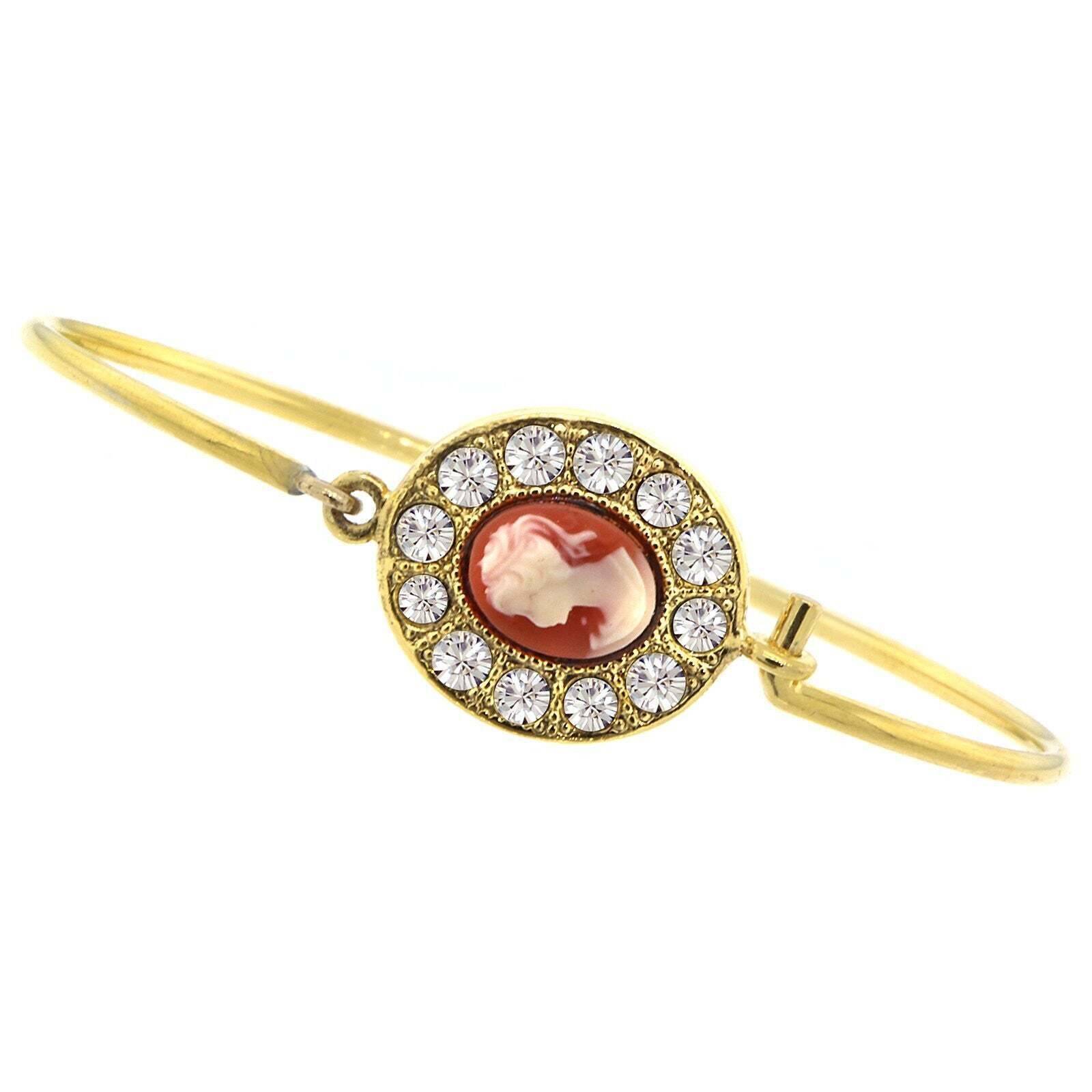 1928 Jewelry Dainty Cameo European Crystal Wire Bracelet - Vintage Inspired Elegant Beaded Wrist Jewelry for Women - Perfect for Weddings, Parties & Special Occasions