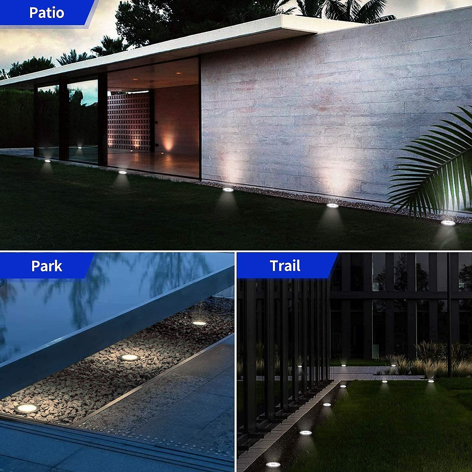 Aogist 12 Pack Solar Ground Lights - 8 LED Waterproof Outdoor Solar Garden Lights for Pathway, Yard, Walkway, Patio & Lawn - Warm White Landscape Lighting for Gardens, Driveways & Backyard Decor