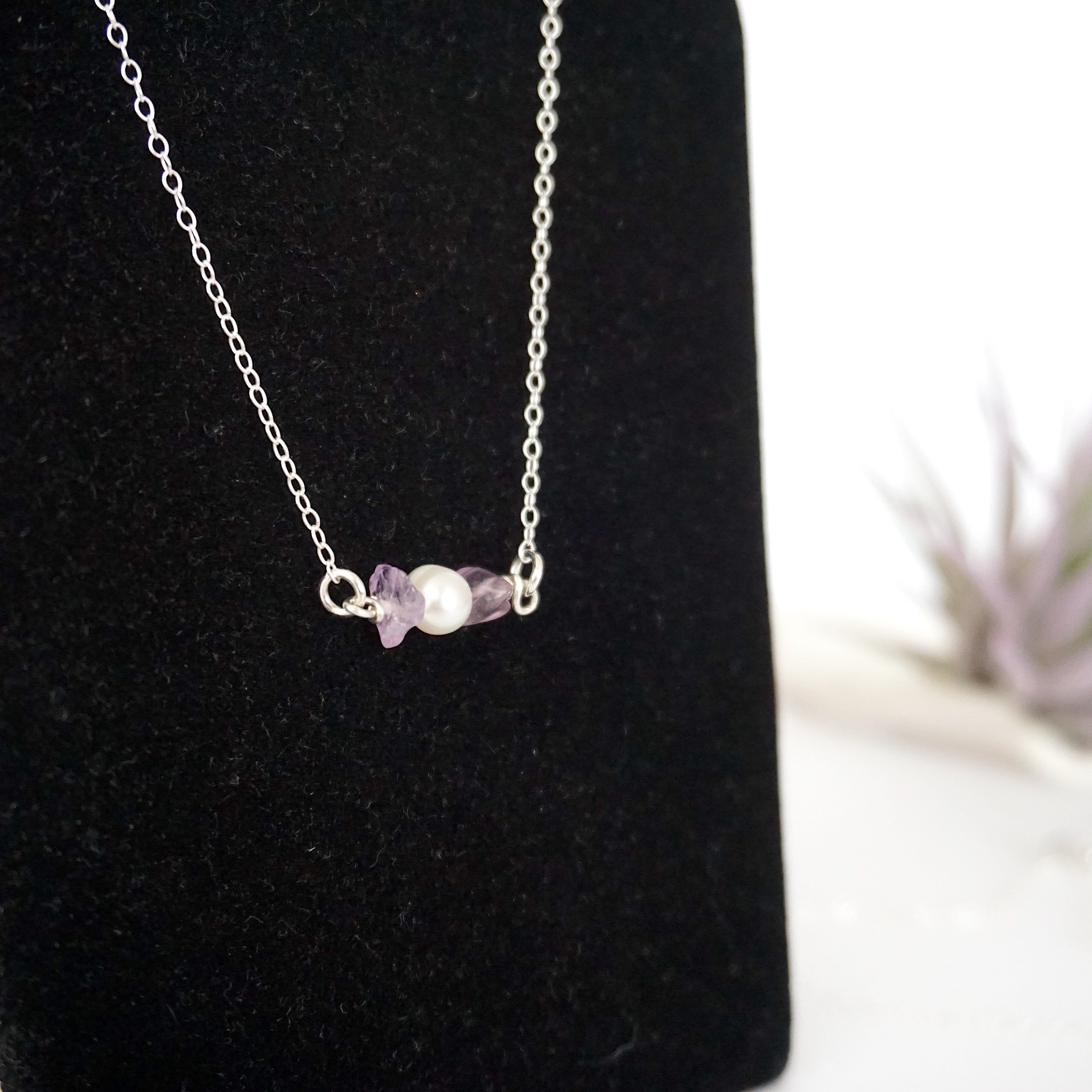 Amethyst and Pearl Charm Necklace for Women - Elegant Dainty Jewelry Gift for Her, Perfect for Valentine's Day, Anniversary & Special Occasions