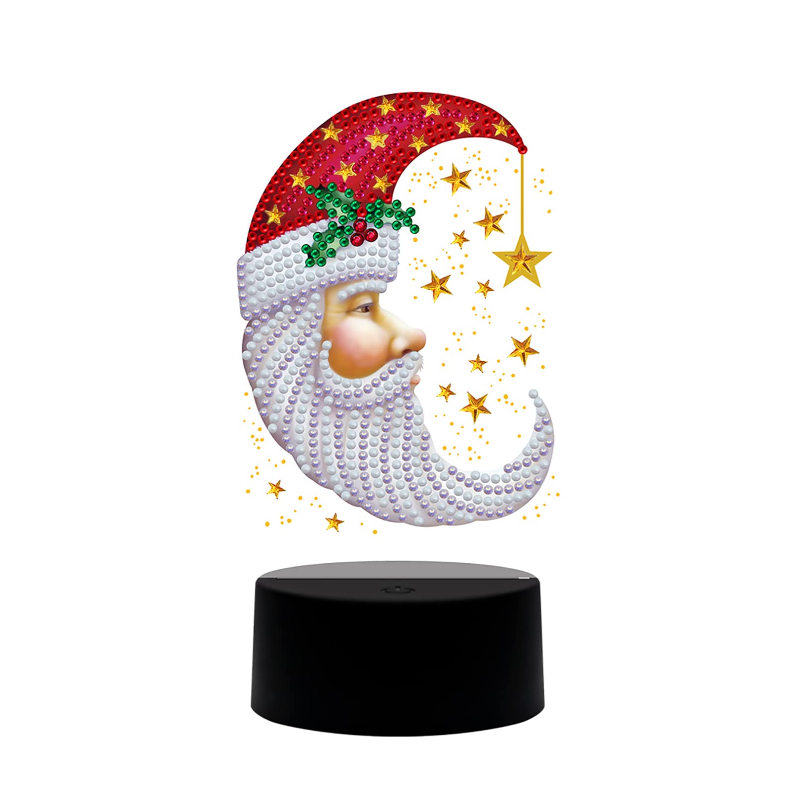 5D Diamond Painting Santa Claus Moon LED Night Light - DIY Crystal Art Craft with 7 Color Changing Modes, USB/Battery Operated Touch Bedside Lamp for Bedroom, Desk & Christmas Decor | Perfect Gift for Home, Office & Holiday Season