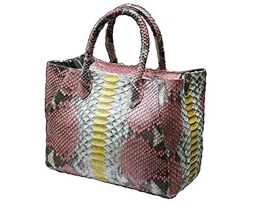 Genuine Python Snakeskin Tote Bag - Top Handle Leather Women's Handbag for Work, Travel & Everyday Use