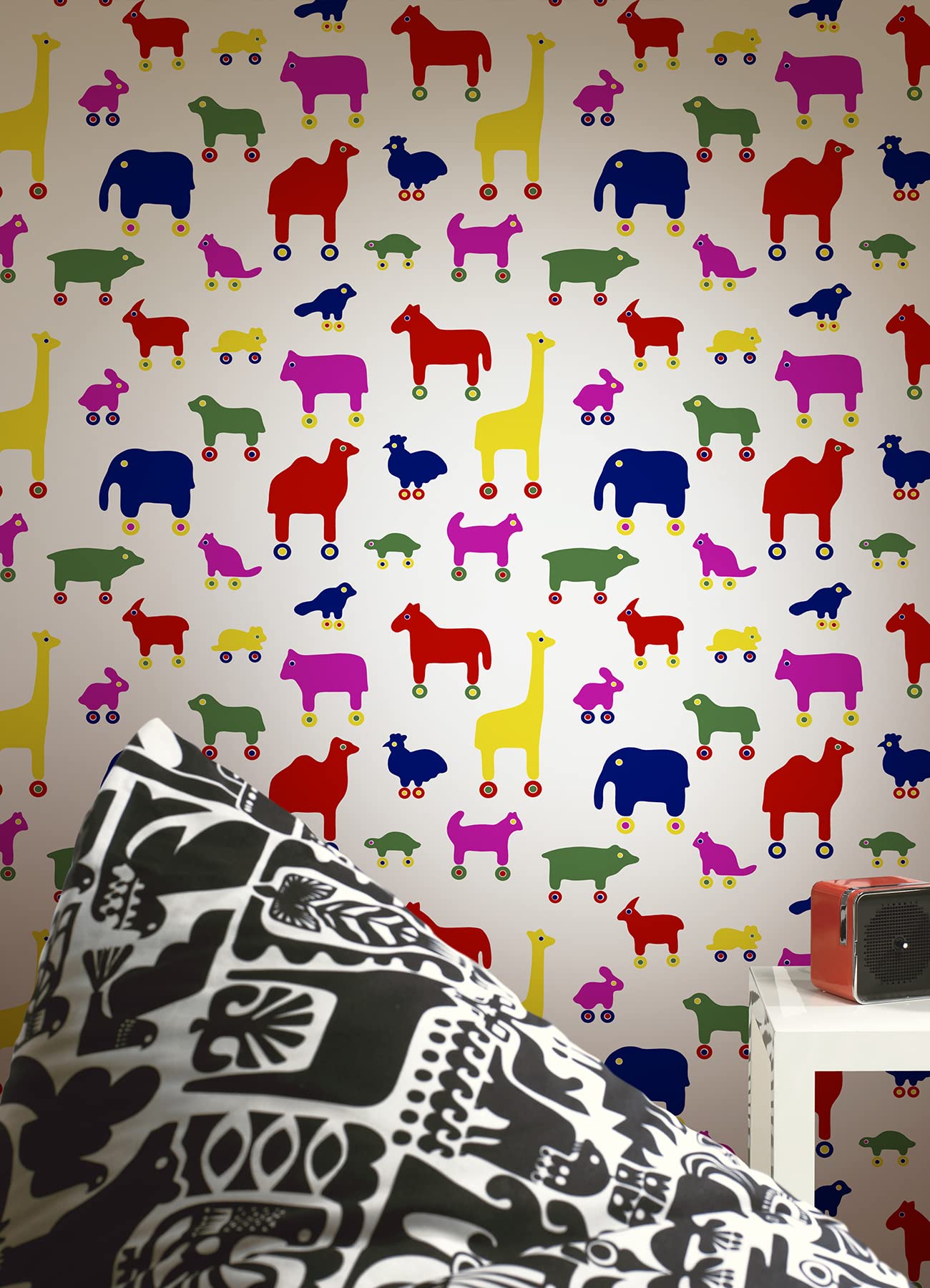 MARIMEKKO Multi Rulla Peel & Stick Wallpaper - Self-Adhesive Removable Wallpaper in Vibrant Red | Perfect for Bedroom, Living Room & Home Decor