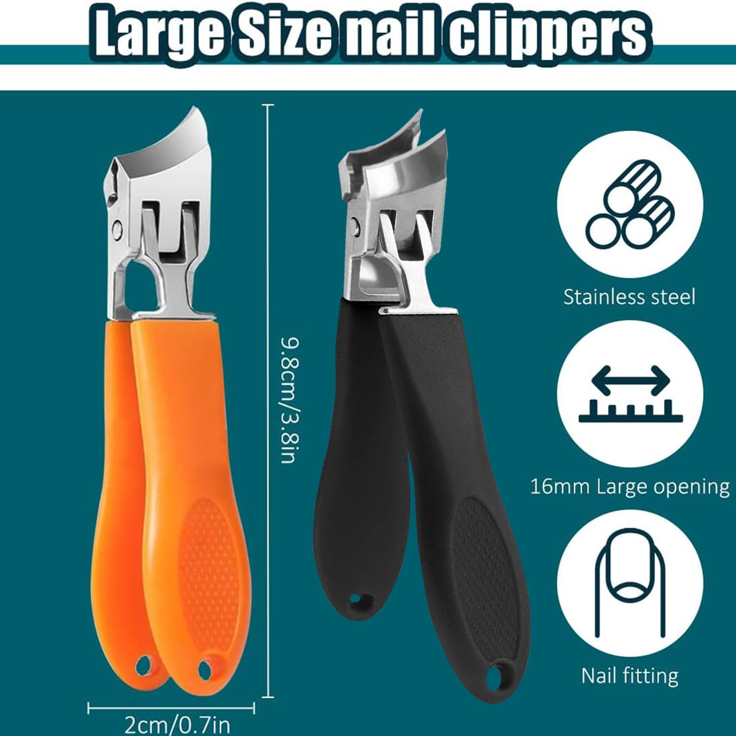 **Wide Jaw Slanted Nail Clipper for Men & Women – Anti-Splash Design, Ingrown Toenail Trimmer, Durable Black Nail Clippers – Perfect for Home, Travel, and Salon Use**