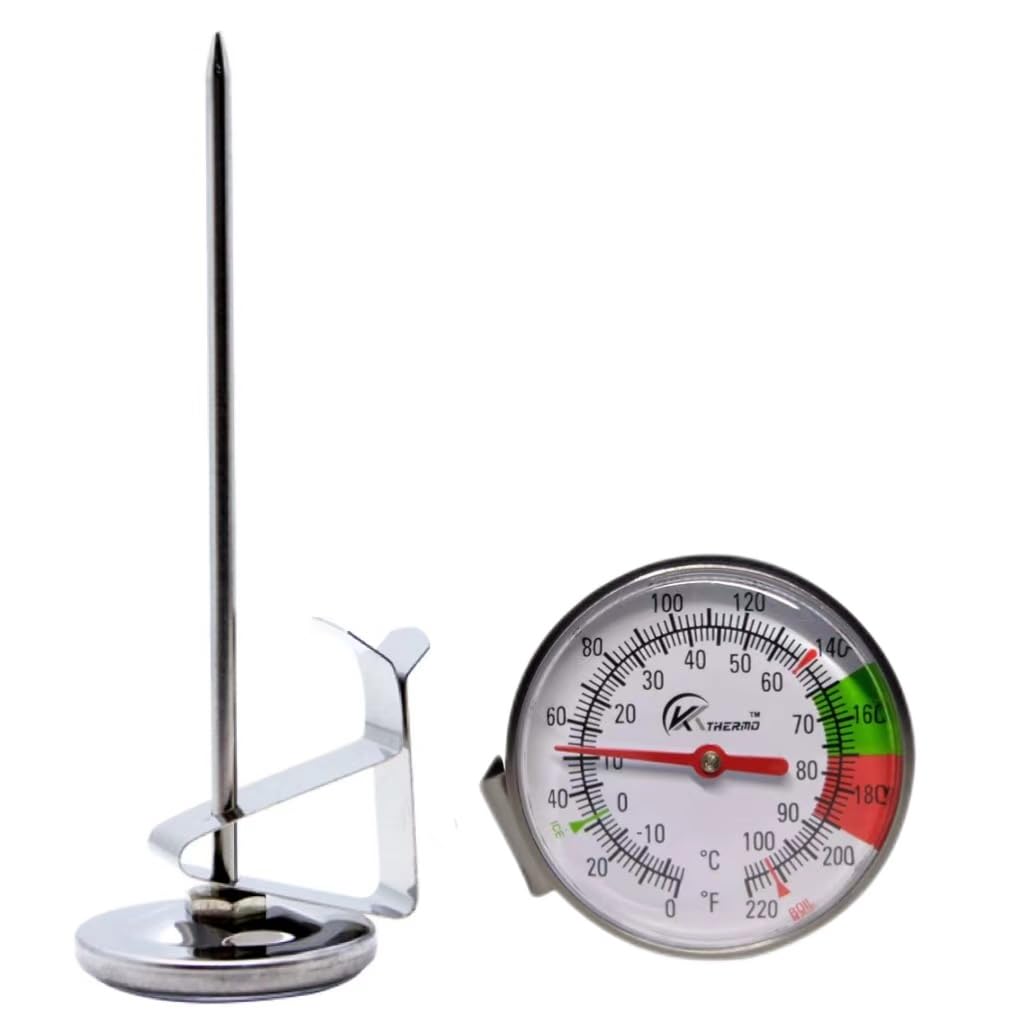 Lightbeam Instant Read Coffee Thermometer - 2 Inch Dial Frothy Milk Thermometer for Coffee, Drinks, Chocolate & Milk Foam - Perfect for Baristas, Home Brewing & Latte Art