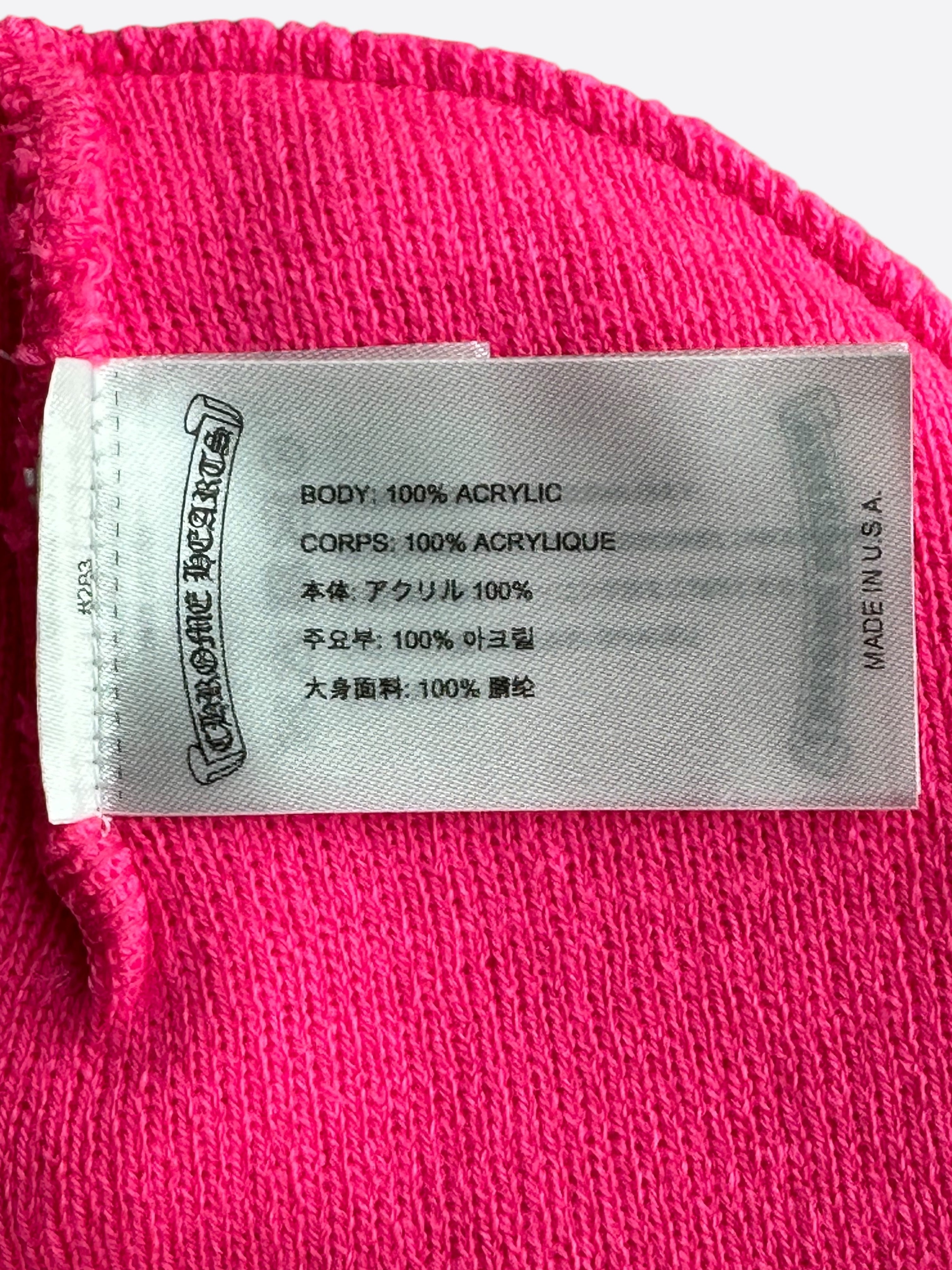 Chrome Hearts Pink & Black CH Logo Embroidered Beanie Hat for Women & Men - Stylish Winter Accessory for Outdoor Activities