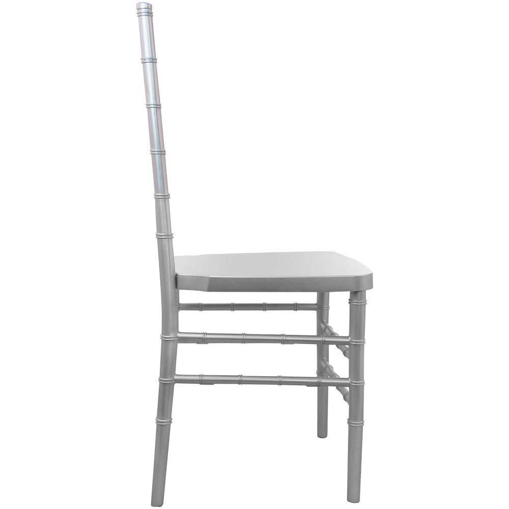 Flash Furniture Advantage Silver Resin Chiavari Chair - Elegant & Durable Event Seating for Weddings, Banquets, and Parties