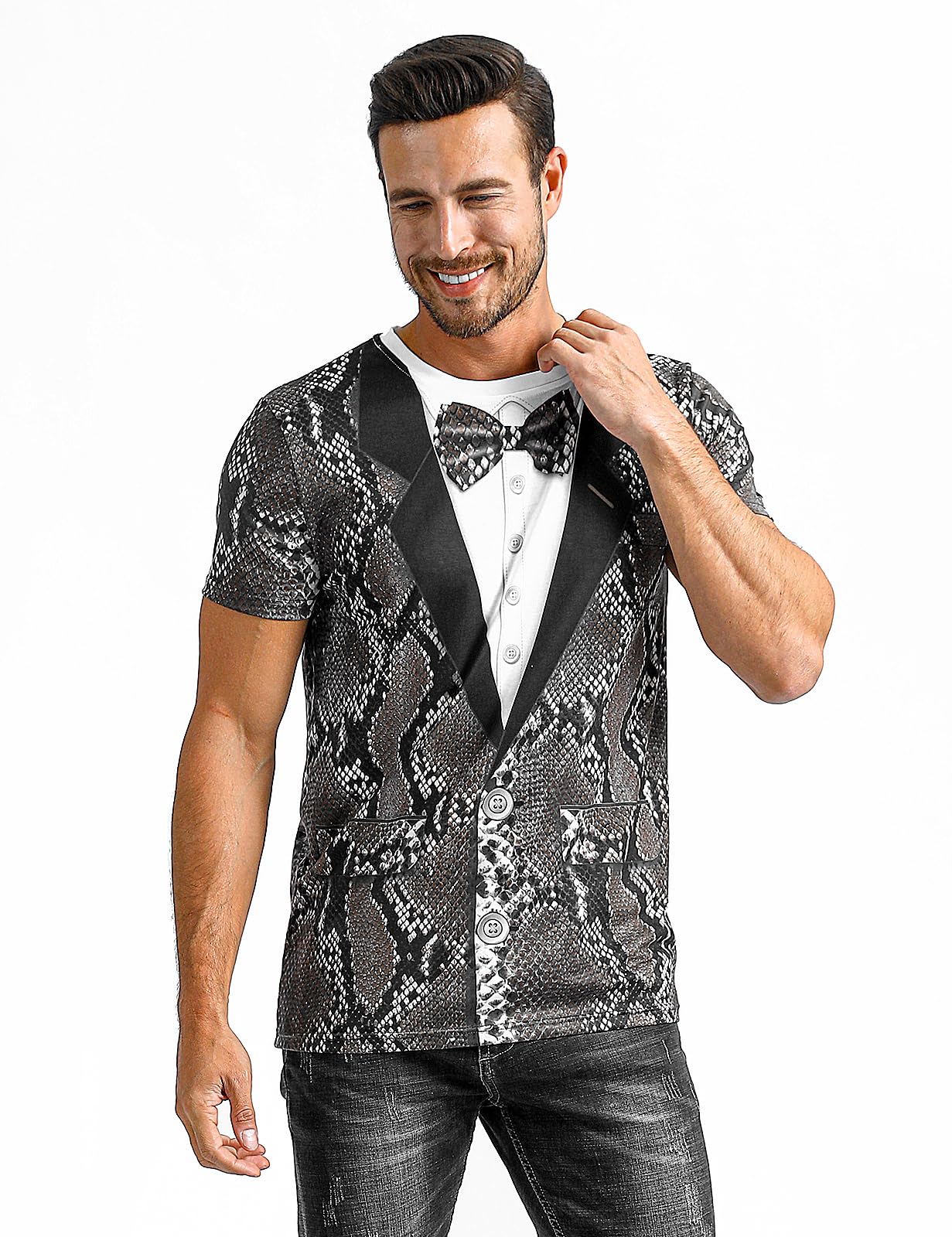 Funny Animal Print Tuxedo T-Shirts for Men - Novelty Graphic Tees for Parties, Cosplay & Casual Wear