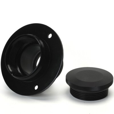 Black Anodized Straight Neck Aluminum Remote Fuel Filler with Billet Aluminum Cap - Compatible with 2.0 Inch Hose - Perfect for Automotive, Marine, and Off-Road Vehicle Fuel Systems