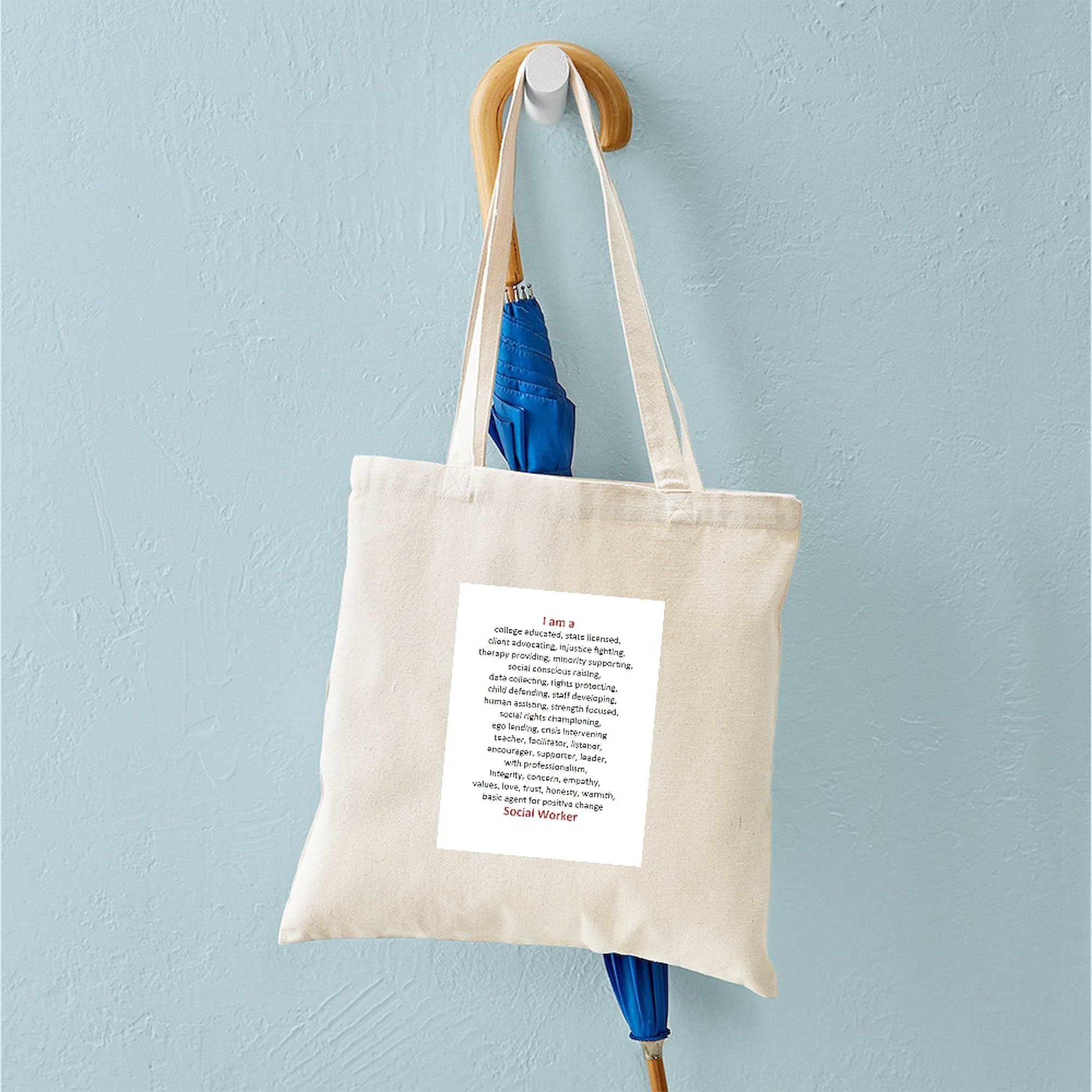 Social Worker Tote Bag - Natural Canvas Reusable Shopping Bag for Professionals | Eco-Friendly Grocery & Work Commute Tote | Perfect for Social Workers, Nurses & Teachers