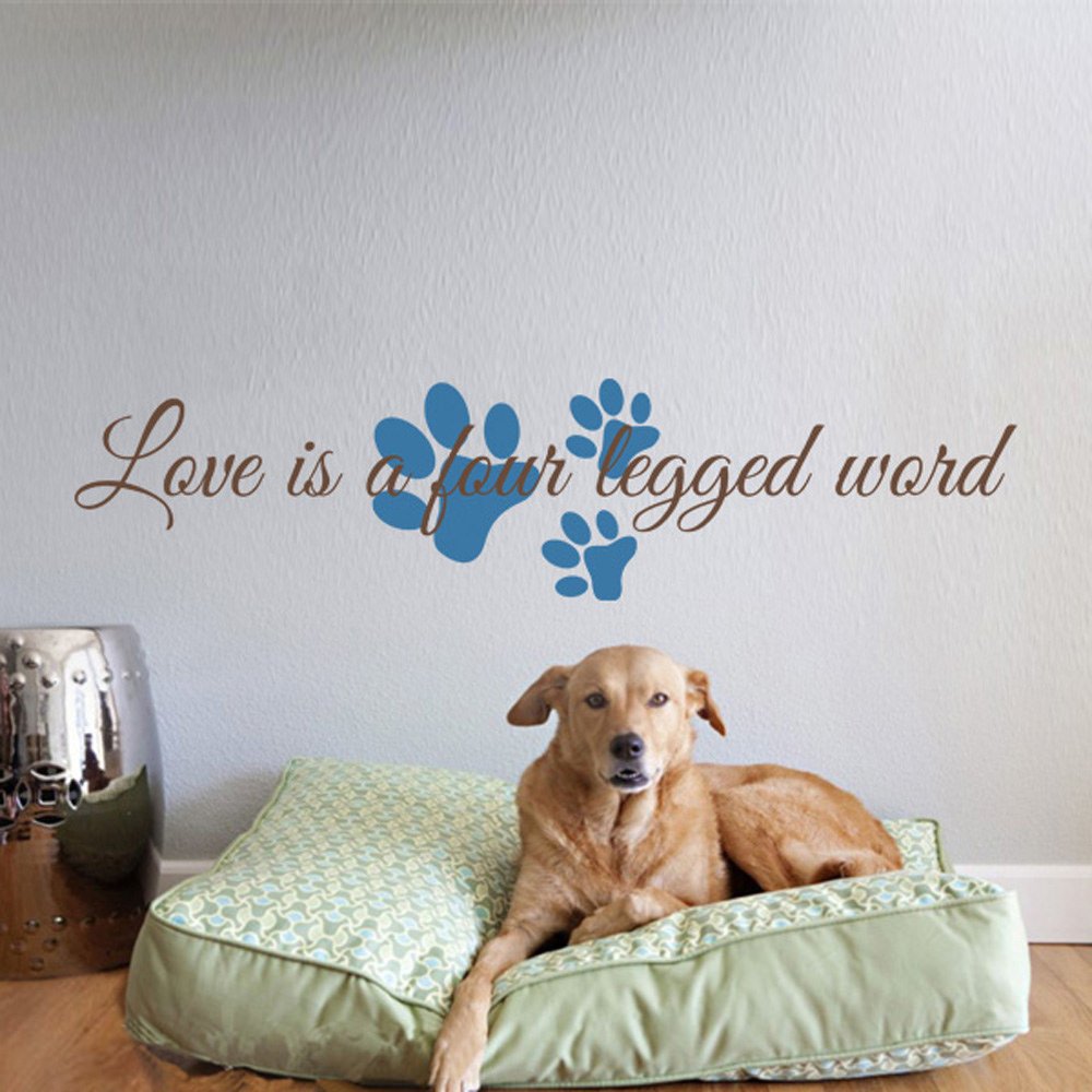 Love is a Four-Legged Word - Pet Wall Decals - Dog & Cat Vinyl Wall Art Decor - Large Removable Stickers for Nursery, Living Room, Bedroom - Perfect for Pet Lovers Home Decor