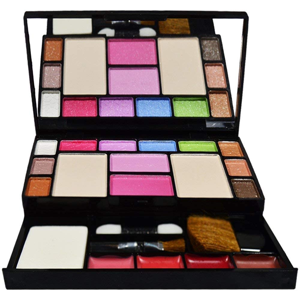 FOZZBY TYA Complete Makeup Kit for Girls - 7 Piece Premium Makeup Brushes, 6 Piece Sponges, 4-in-1 Eye Liner Kajal Mascara Brow Pencil (6171 Combo) | Perfect for Birthday Gifts, Teen Makeup Practice & Cosplay Looks