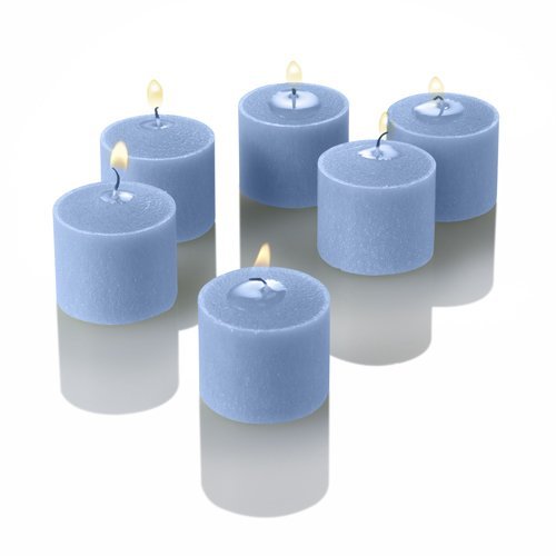 Set of 12 Richland Unscented Light Blue Votive Candles with 12 Clear Glass Eastland Votive Holders - Perfect for Weddings, Home Decor, and Romantic Ambiance
