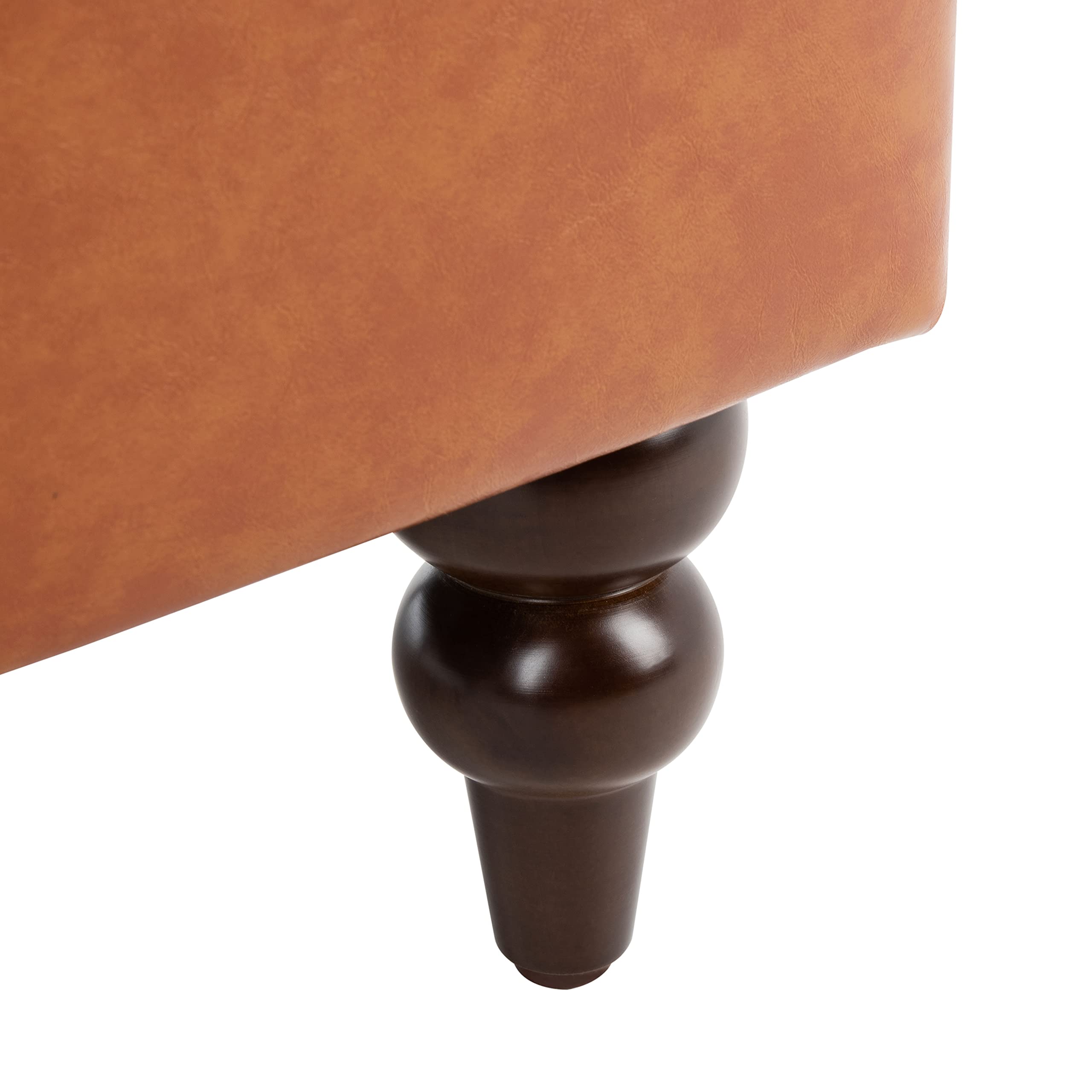 SAFAVIEH Levin Cognac Faux Leather Club Chair with Walnut Accent - Modern Living Room Furniture for Home Office, Lounge & Reading Nook