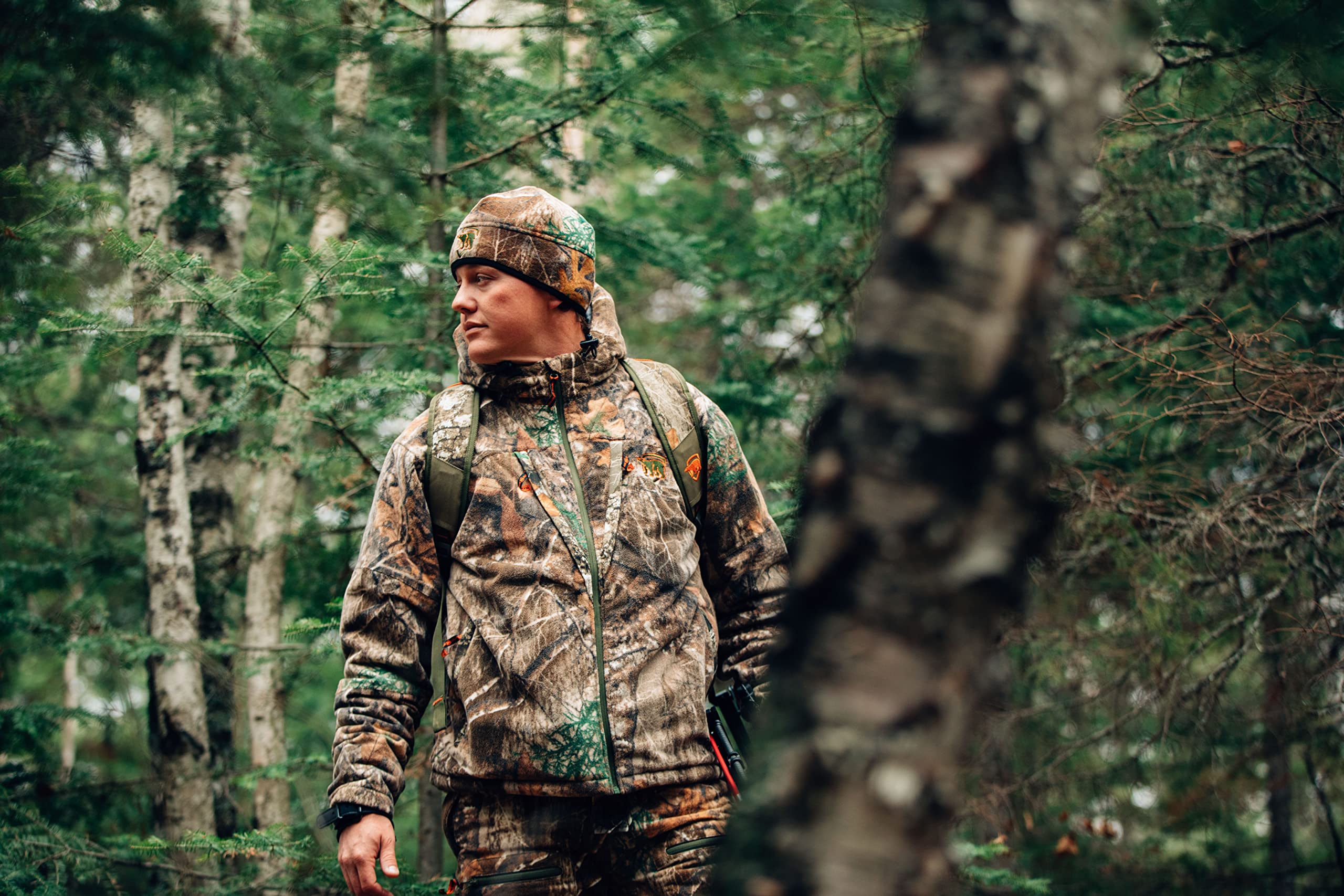 Heat Echo Sherpa Bib - Realtree Edge Camo Pattern - Warm Fleece-Lined Overalls for Hunting & Outdoor Activities