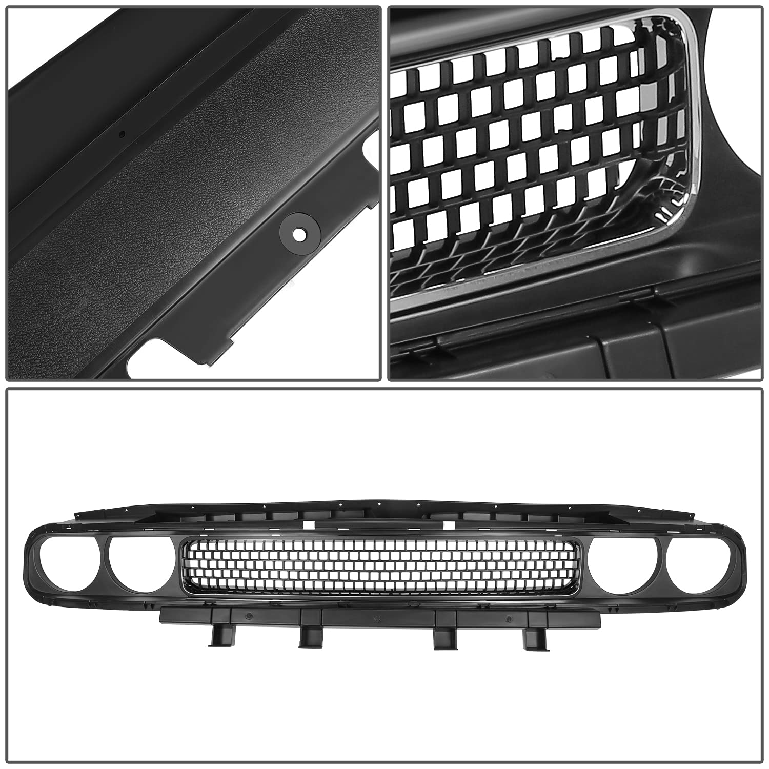 DNA Motoring ZTL-Y-0226 Matte Black Front Upper Bumper Grille Trim Molding for 2008-2014 Dodge Challenger | Factory Style Replacement | Enhances Vehicle Appearance & Protection