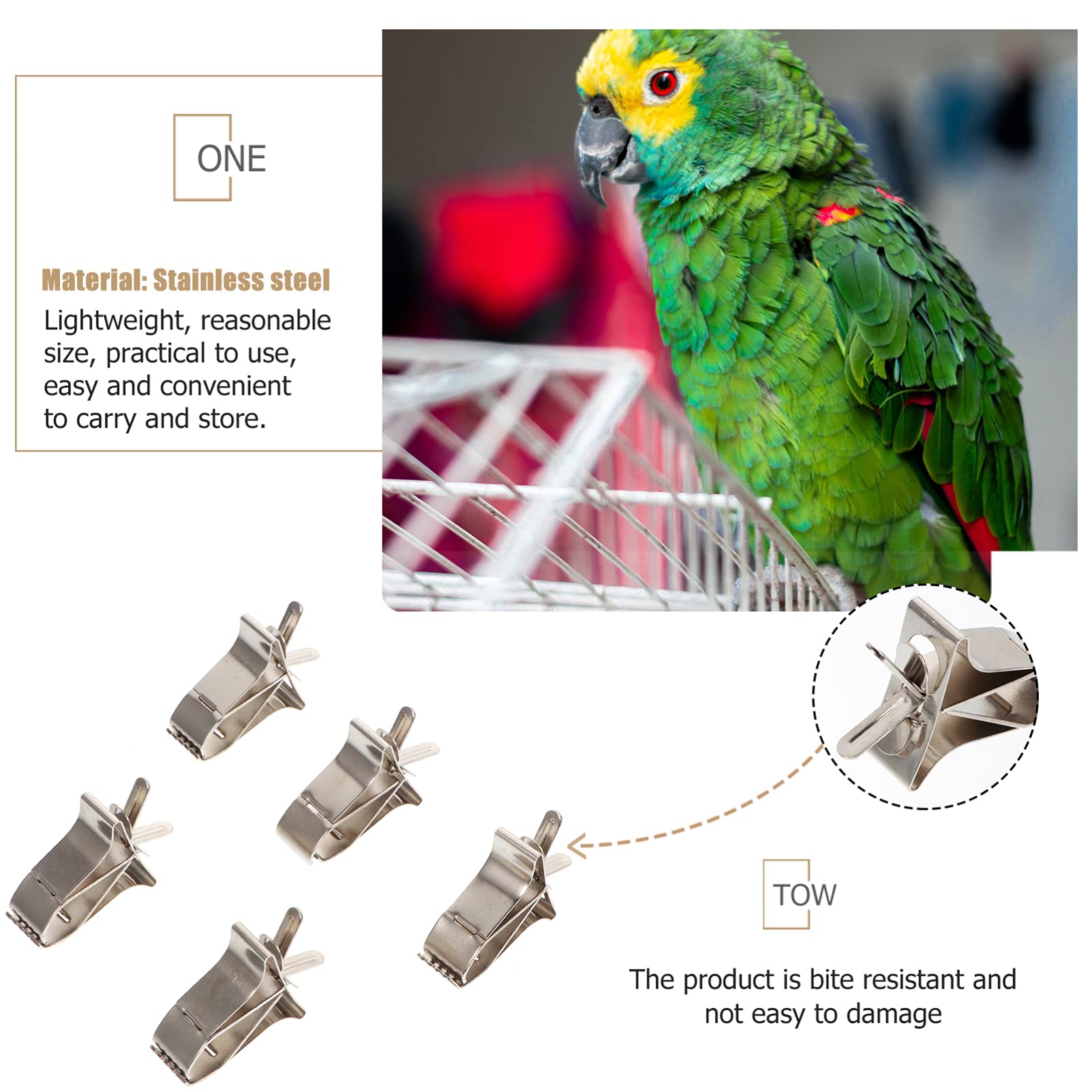 5pcs Bird Food Clips - Stainless Steel Parrot Vegetable Clips, Bird Cage Food Feeding Clips for Parakeets, Cockatiels, Lovebirds - Perfect for Securing Fresh Fruits, Veggies in Bird Cages - Durable Pet Bird Supplies for Daily Feeding