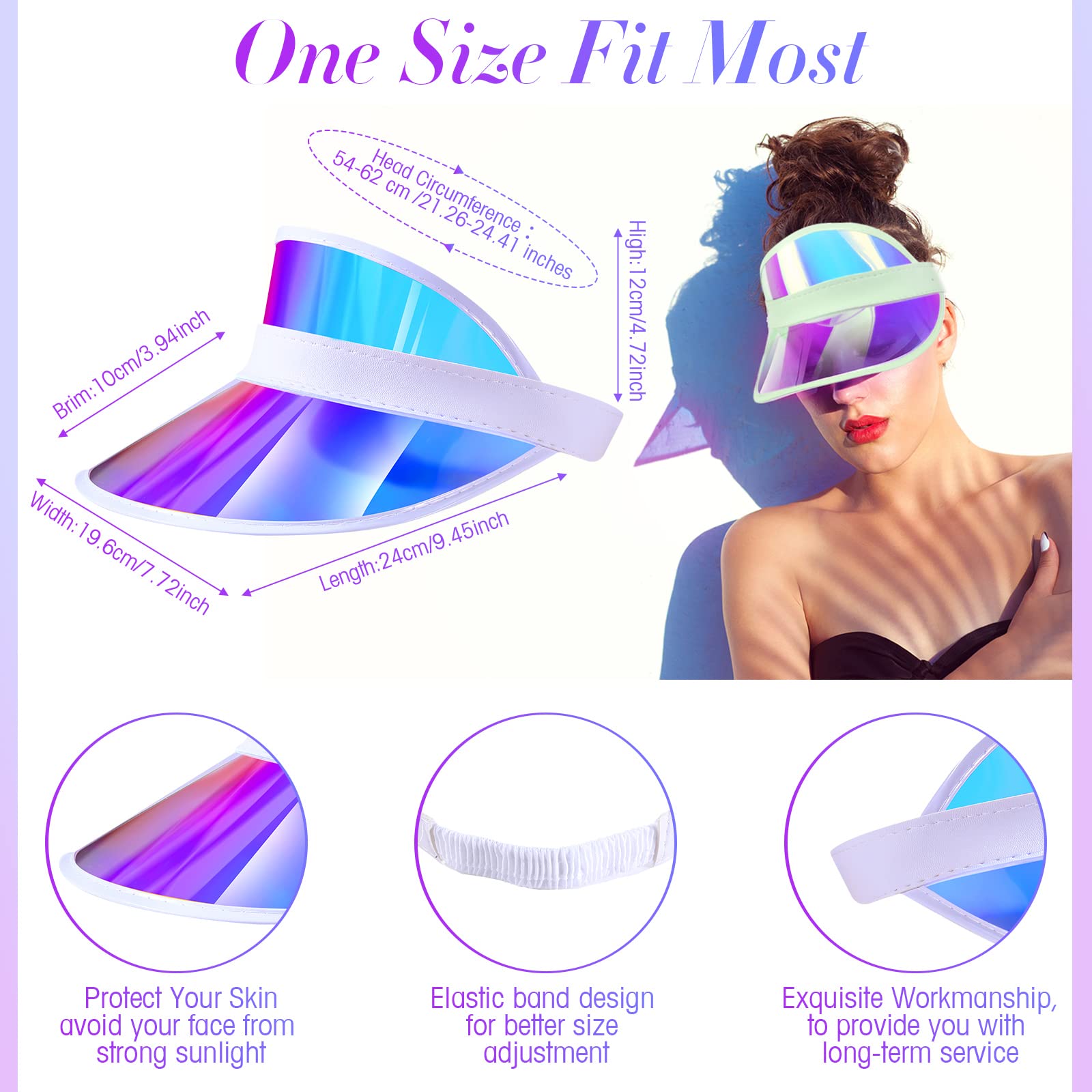 12 Pack Adjustable UV Protection Sun Visor Hats for Women & Men - Lightweight Breathable Golf & Beach Caps with Clear Visor for Outdoor Sports, Hiking, Running, and Summer Activities