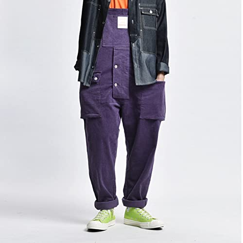 Men's Corduroy Overalls with Multiple Pockets - Loose Fit Streetwear Jumpsuit for Work & Casual Wear | Durable Coveralls for Gardening, DIY Projects & Outdoor Activities