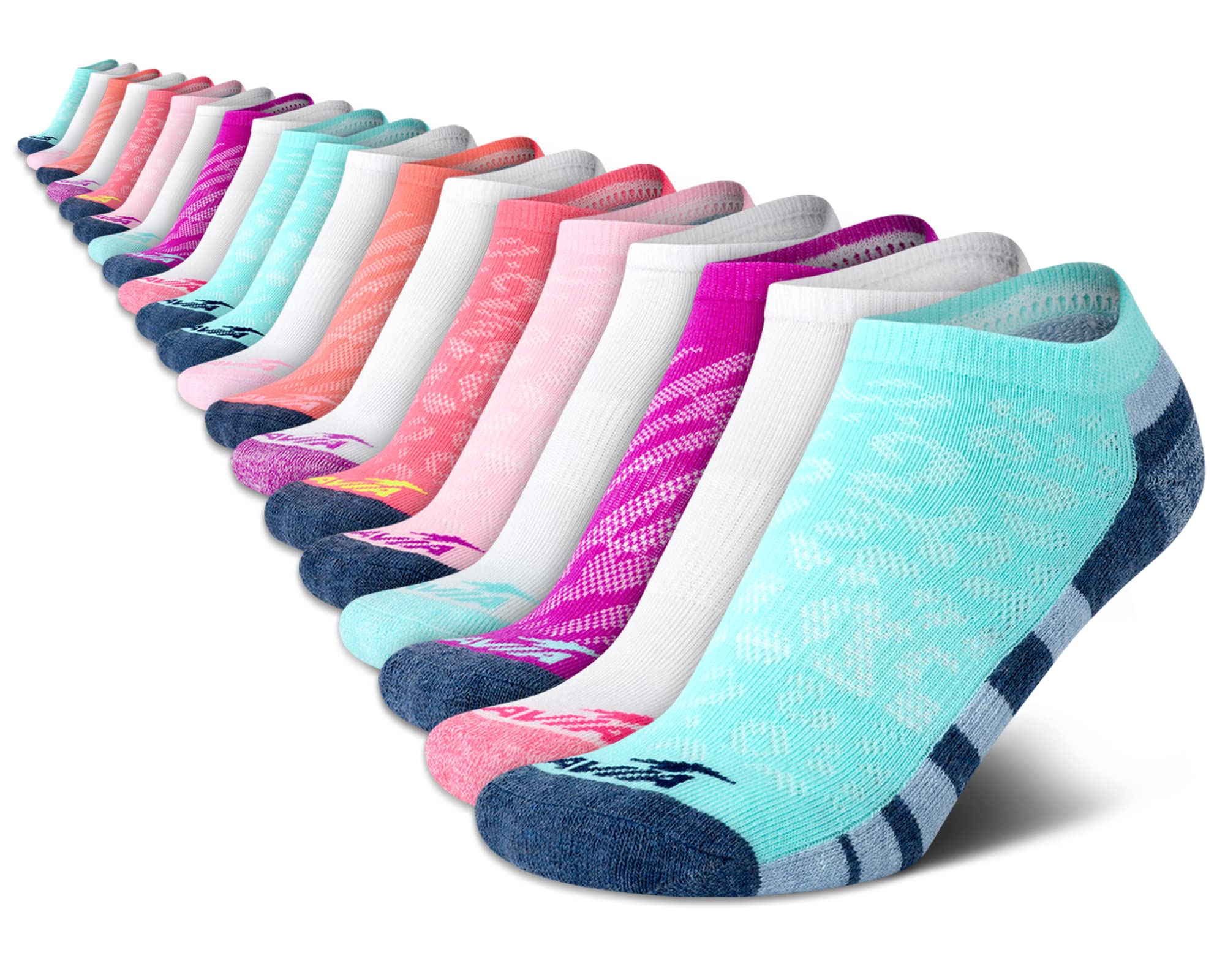 Avia Girls' Low Cut Performance Socks - 20 Pack Cushioned Athletic Socks for Running, School & Everyday Wear