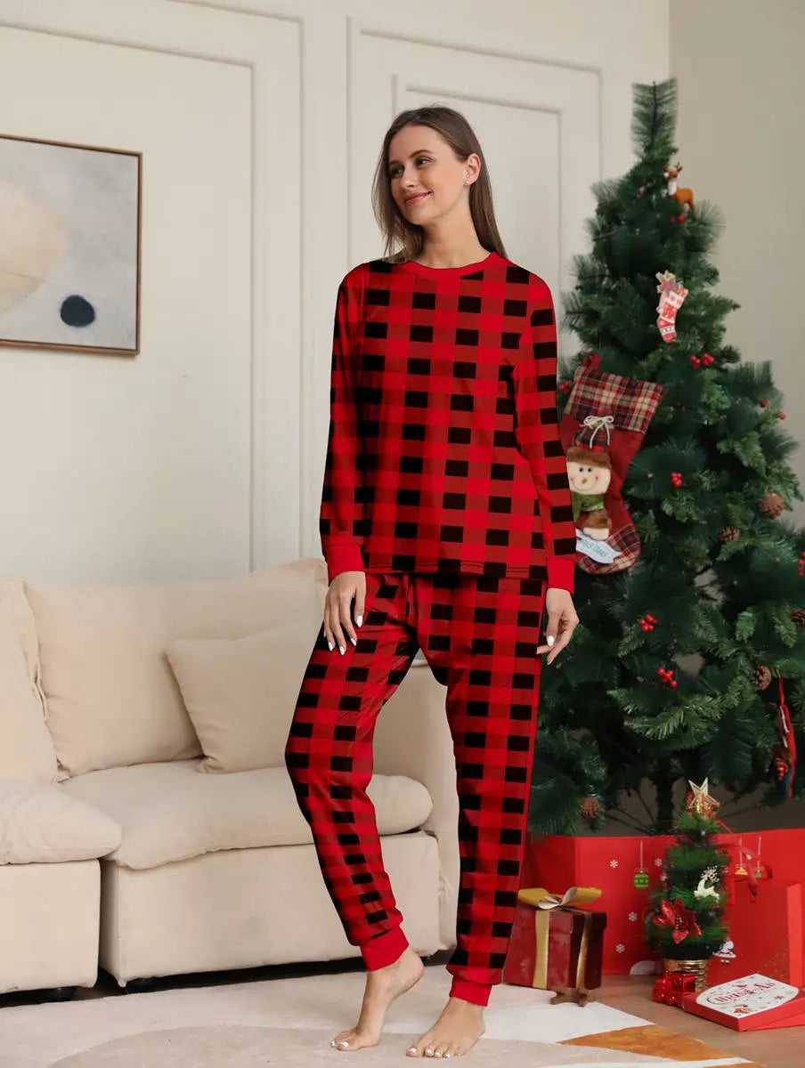 **Christmas Plaid Matching Family Pajamas Set - Cozy Holiday PJS for Family Photos & Festive Gatherings**