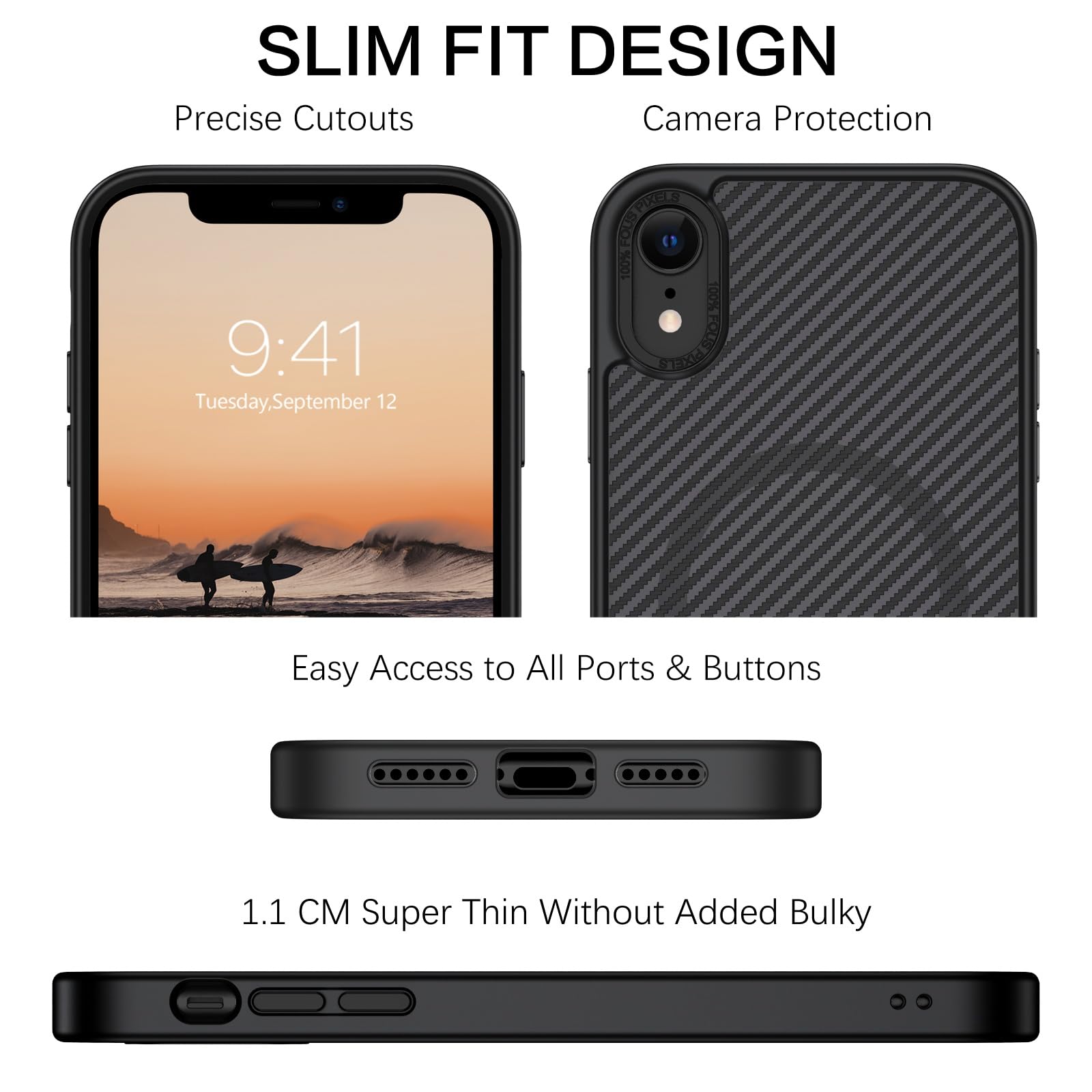 Magnetic iPhone XR Case with MagSafe - Slim Carbon Fiber Shockproof Protective Cover for iPhone XR 6.1