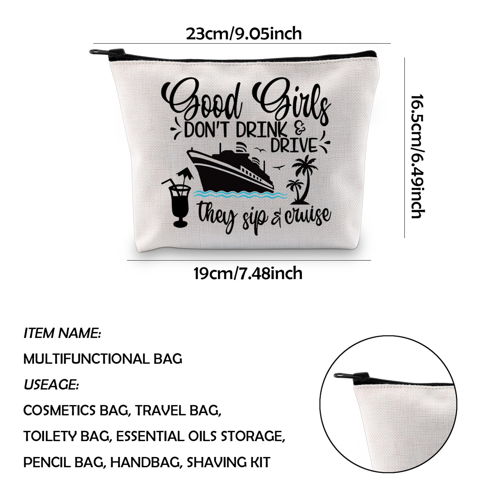 WCGXKO Cruise Gift - Don't Drink & Drive Zipper Pouch Makeup Bag (Good Girls 2) - Perfect for Travel, Beach Trips & Cosmetic Storage