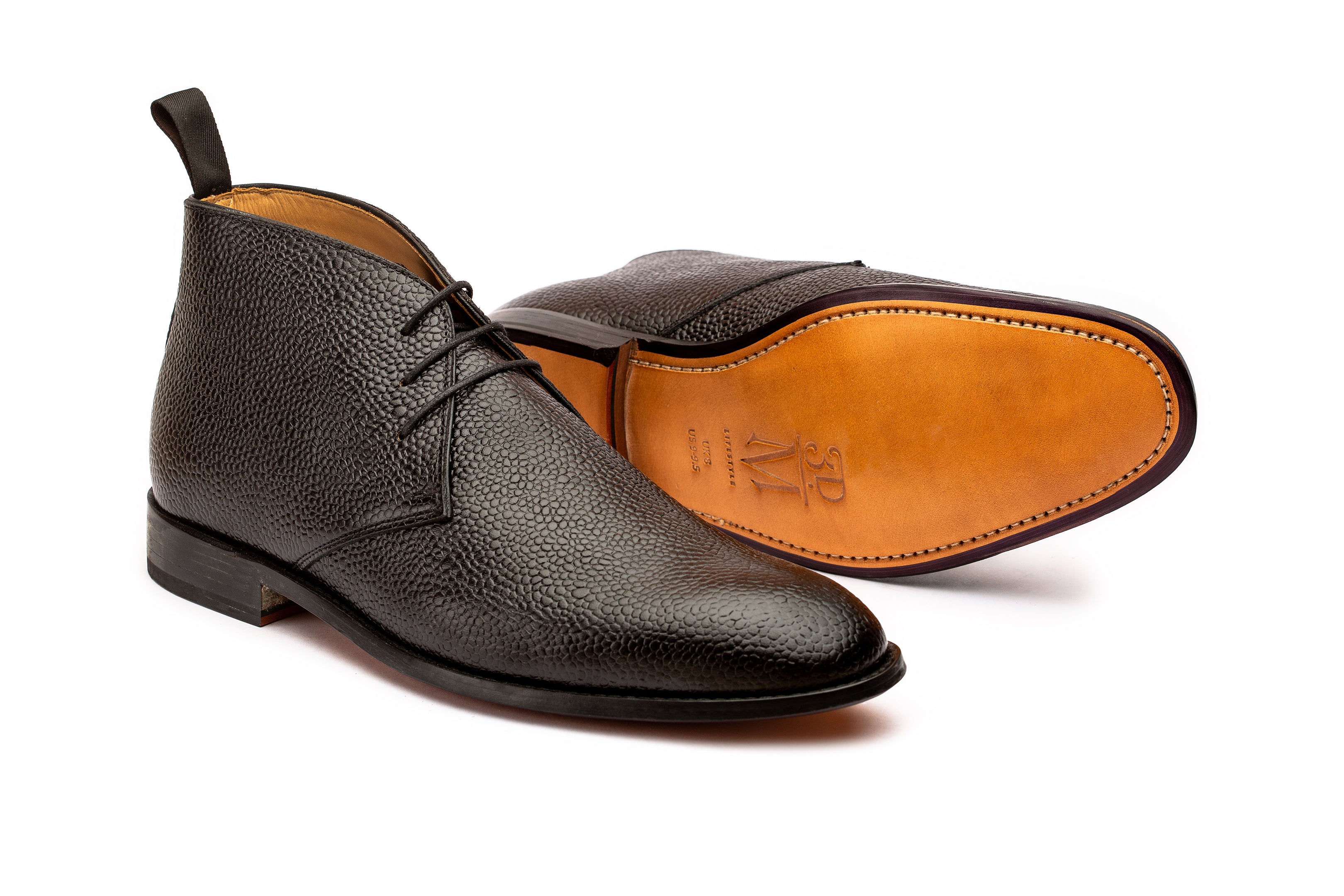 Men's Black Grain Leather Chukka Boots - Comfortable & Stylish Casual Shoes for Work, Travel & Outdoor Activities