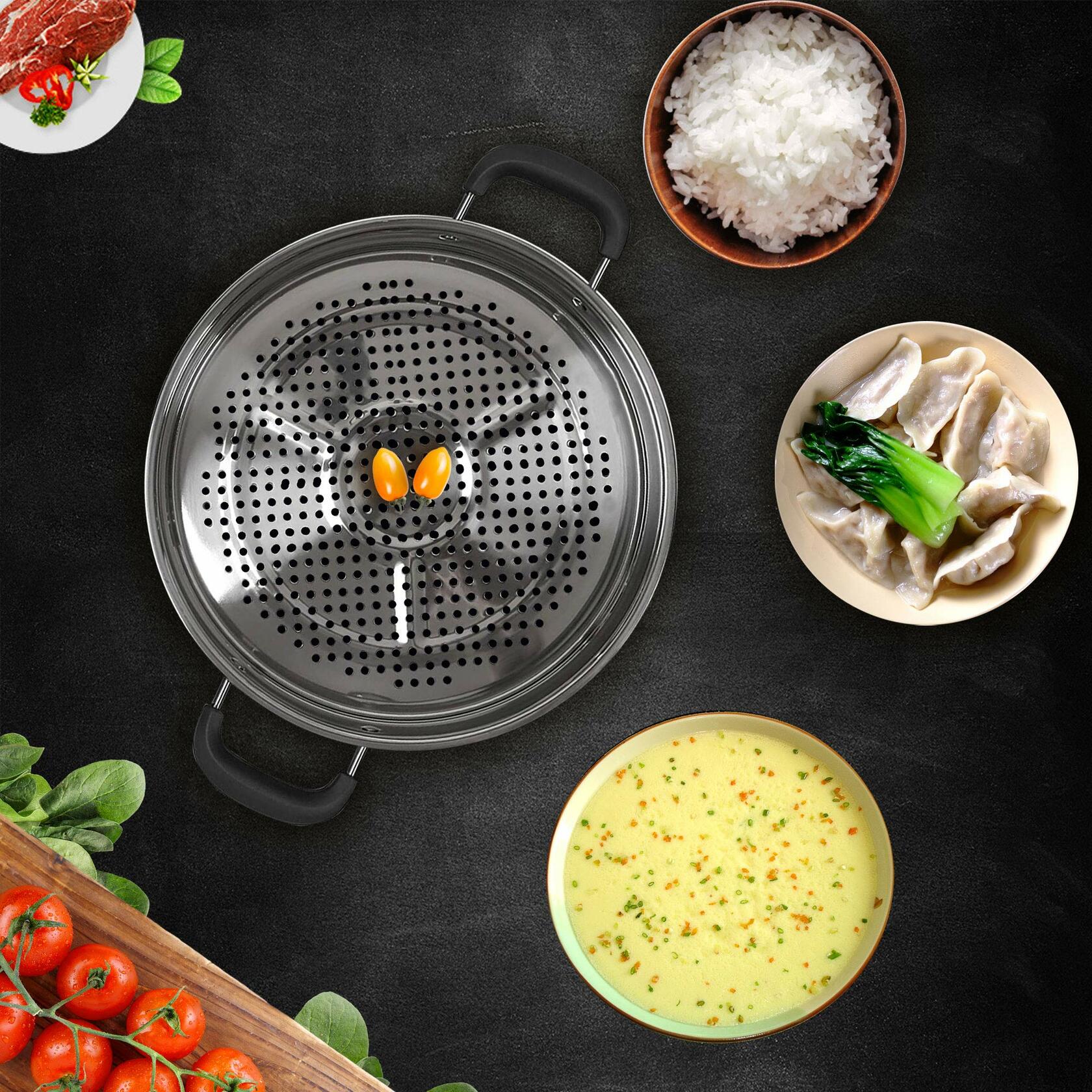 Concord 30cm Stainless Steel 3-Tier Steamer Pot with Triply Bottom - Perfect for Dumplings, Vegetables & Seafood Cooking | Durable Steam Cookware for Home & Restaurant Use