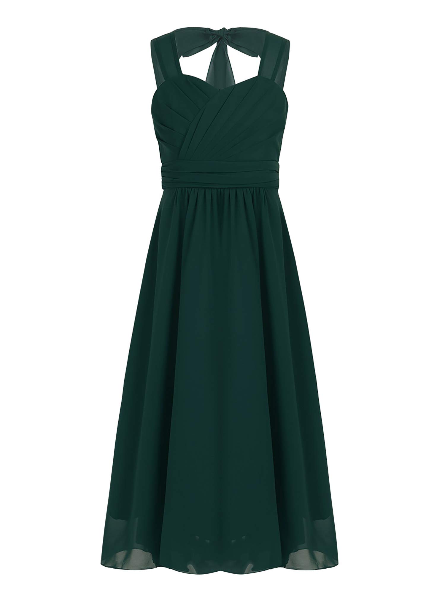 YiZYiF Girls' Ruched Bust Sleeveless Cutout Back Flower Dress - Elegant Formal Wear for Weddings, Bridesmaids & Special Occasions | Perfect for Flower Girls, Pageants & Holiday Parties