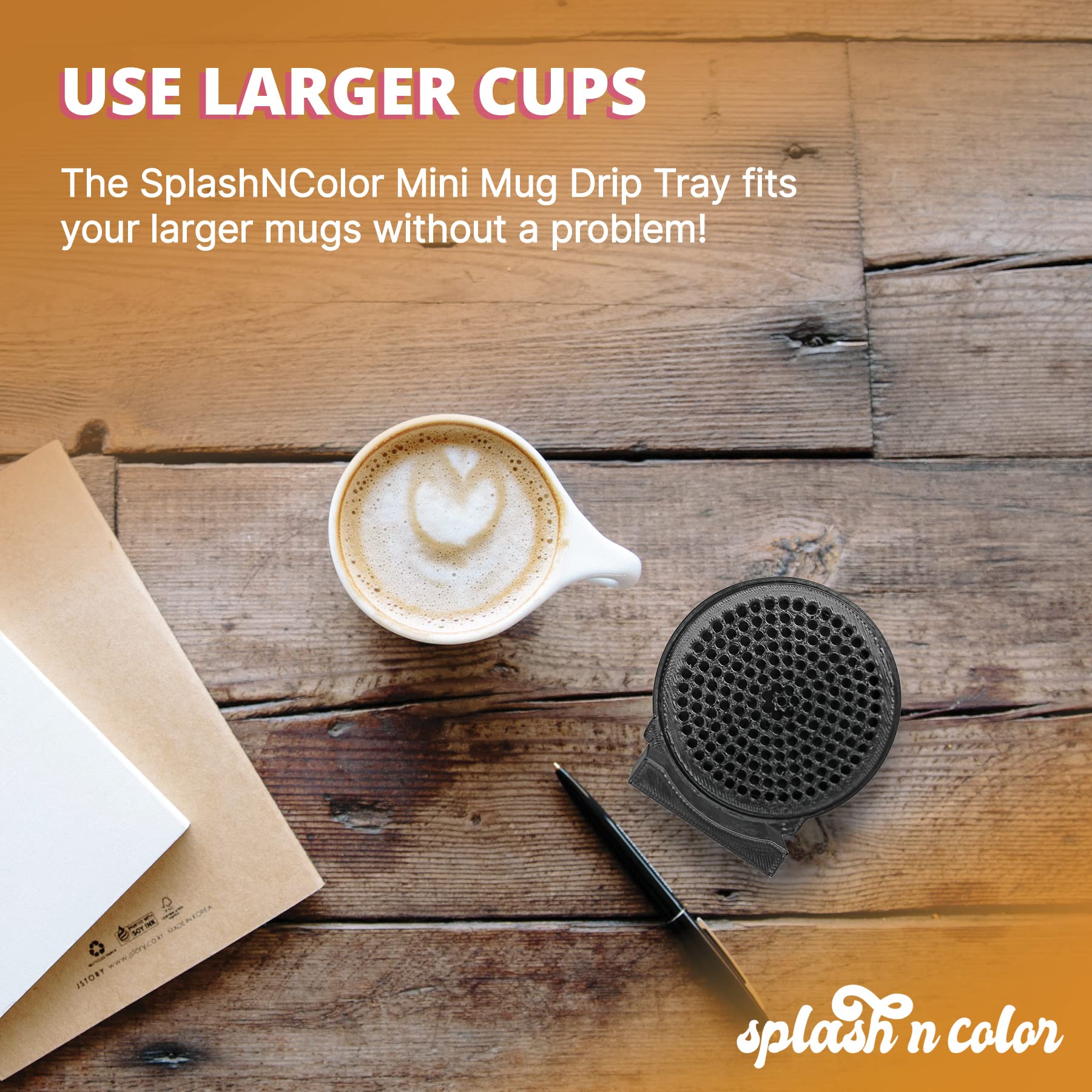 SplashNColor Mini Mug Drip Tray for Nespresso Essenza Coffee Machine - Compatible with Breville & Krups Models (Fits Essenza Mini Plus) - Perfect for Small Kitchens & Office Coffee Stations