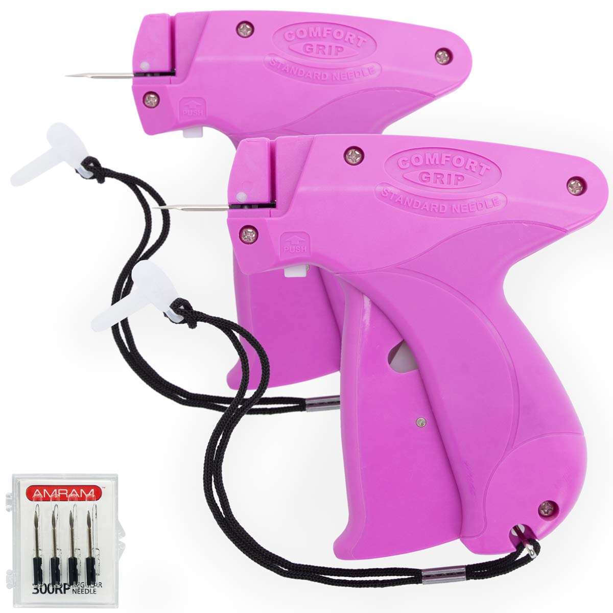 AMRAM Comfort Grip Tagging Gun for Clothing & Pricing - 2 Pack with 6 Needles | Retail Price Tag Attacher for Garments, Fabrics & Accessories | Perfect for Clothing Stores, Boutiques & Warehouse Inventory Management