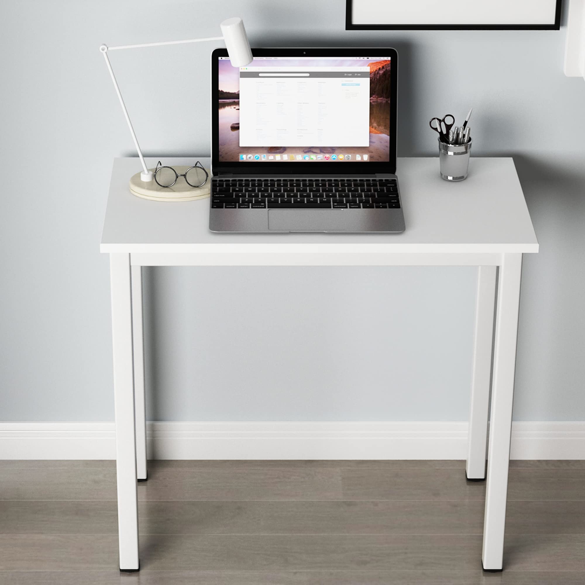 Soges 31.5 Inch Small White Computer Desk - Compact Writing Study Workstation for Home Office, Dorm Room & Small Spaces | Perfect for Remote Work, Online Classes & Crafting
