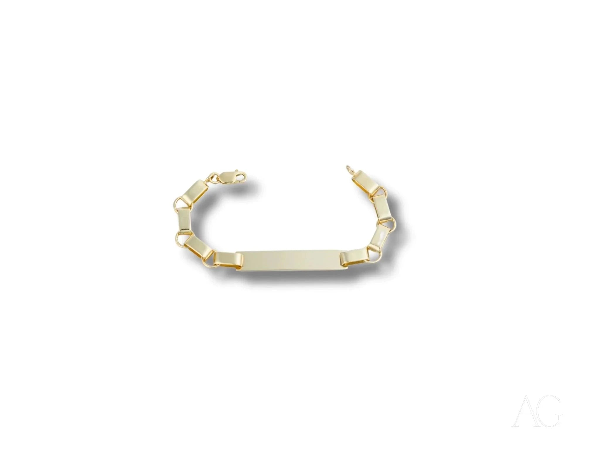 18K Solid Gold Kids ID Bracelet with Unique Chain Links - Personalized Name Jewelry for Children, Toddlers & Babies - Perfect for Gifts, Birthdays & Special Occasions