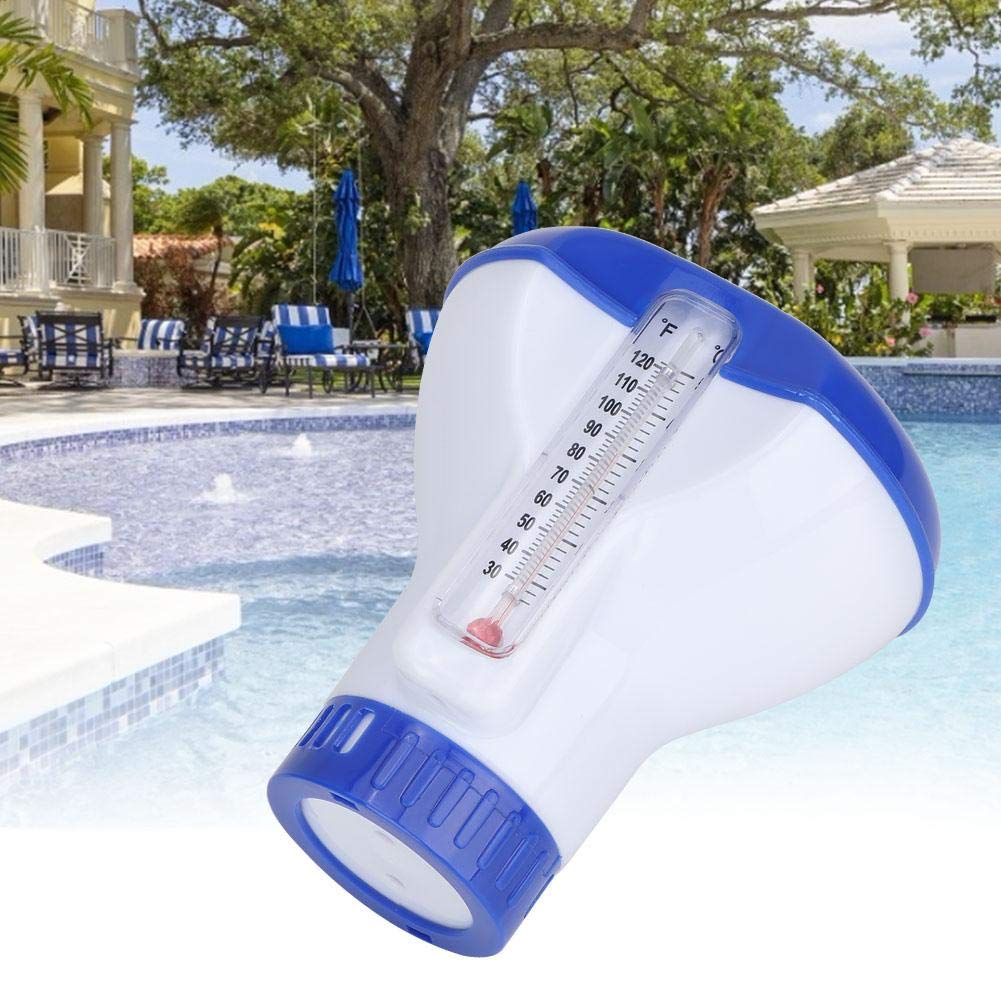 HURRISE Floating Thermometer Pool Accessory - Durable ABS Chlorine Tablet Dispenser for Ground Pools & Massage Bathtubs, Ideal for Home & Spa Water Maintenance