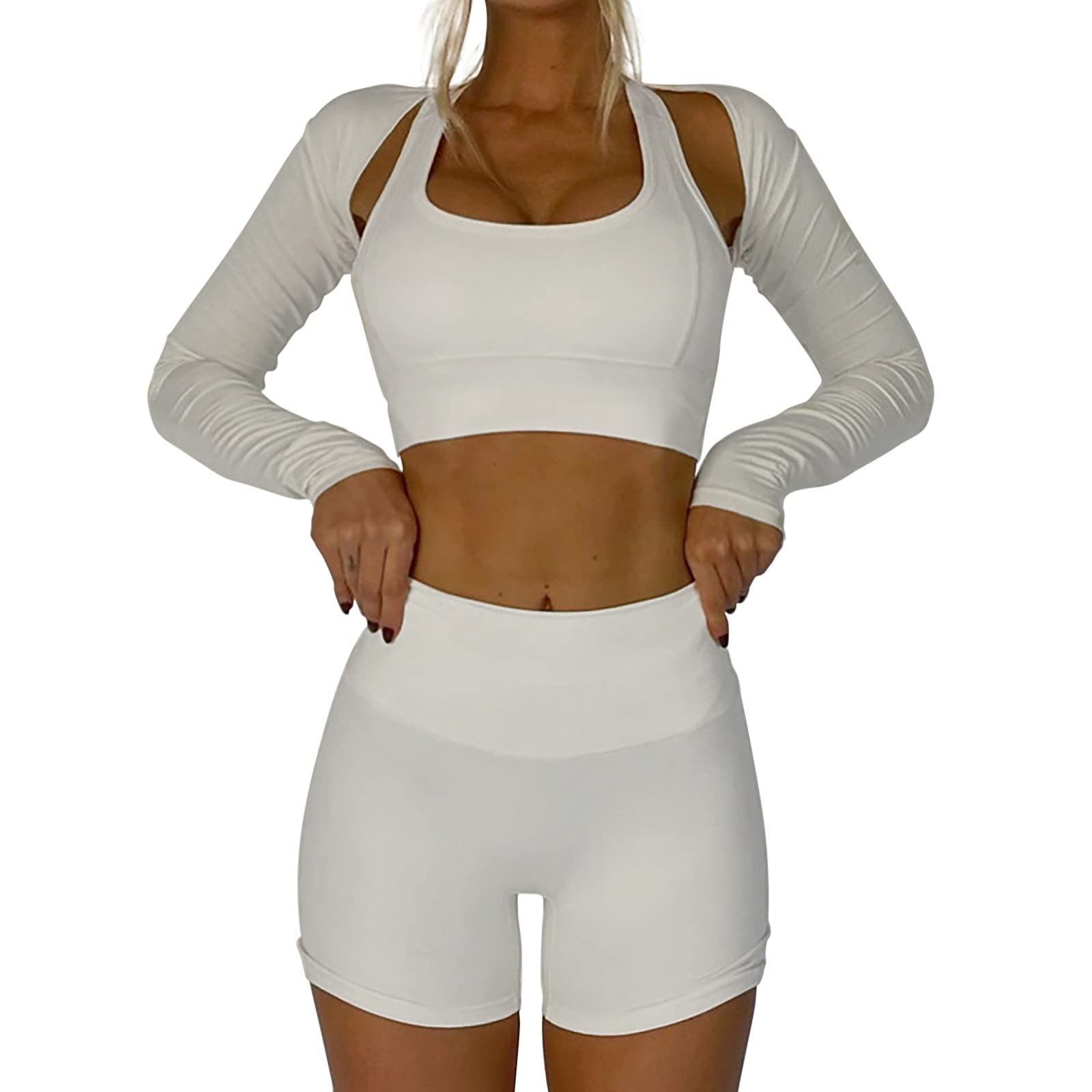 Women's 2-Piece Gym Set - High Waisted Shorts & Sports Bra for Workout