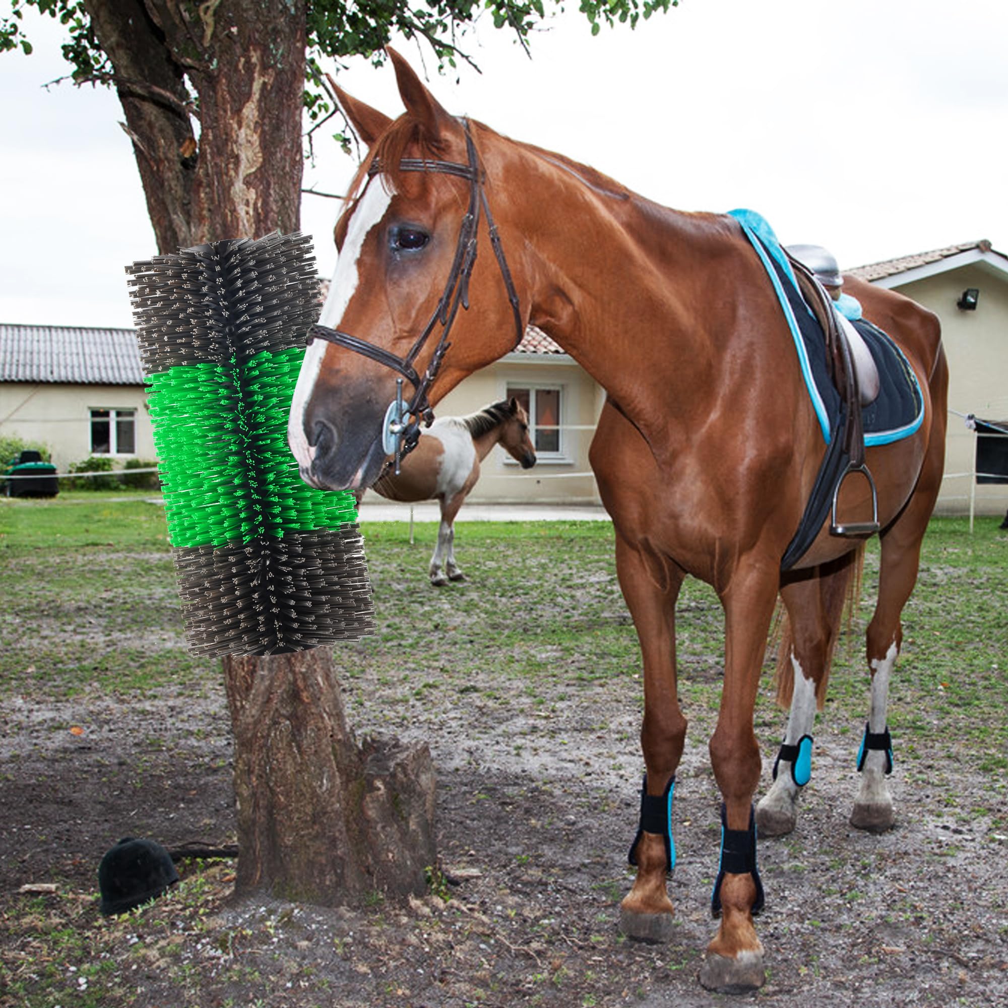 2PCS Livestock Scratch Brushes for Horses, Cattle, Pigs & Sheep - Anti-Itch Grooming Tool for Animal Comfort - Relieve Back Itching & Skin Irritation - Durable Green Farm Brush for Daily Use in Barns & Pastures