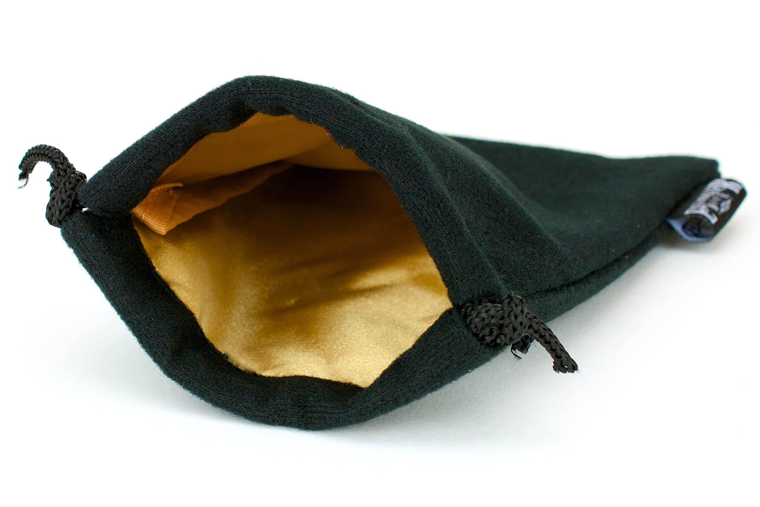 Premium Large Dice Bag 5x8 Inches - Durable Drawstring Closure for 100+ Polyhedral Dice (Gold Lined Interior) - Perfect for D&D, MTG, RPG Gaming & Board Game Storage