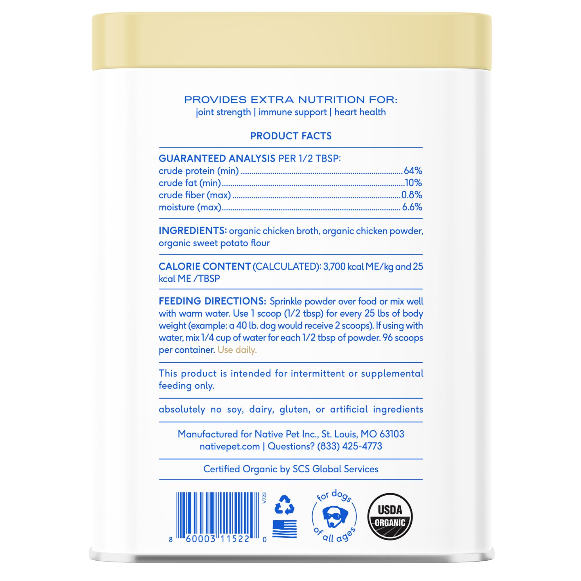 Premium Chicken Bone Broth Powder for Dogs & Cats - 11.5 oz Protein-Rich Pet Food Topper with Collagen | Ideal for Picky Eaters, Digestive Health & Joint Support | Perfect for Mixing with Dry Food or as a Hydrating Meal Enhancer
