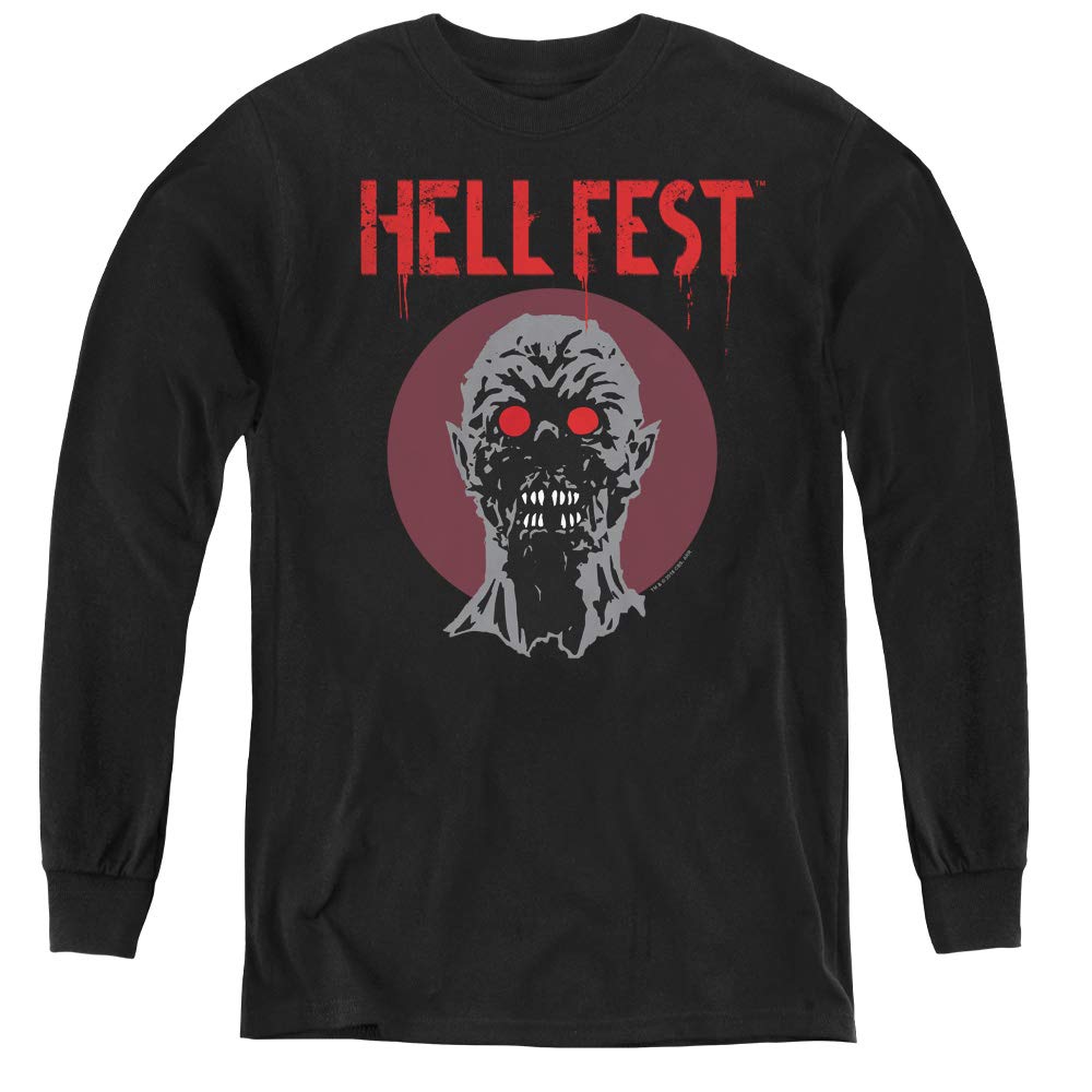 Trevco Hell Fest Logo Youth Long Sleeve T-Shirt - Black Extra Large | Men's Graphic Tee for Concerts, Halloween & Casual Wear