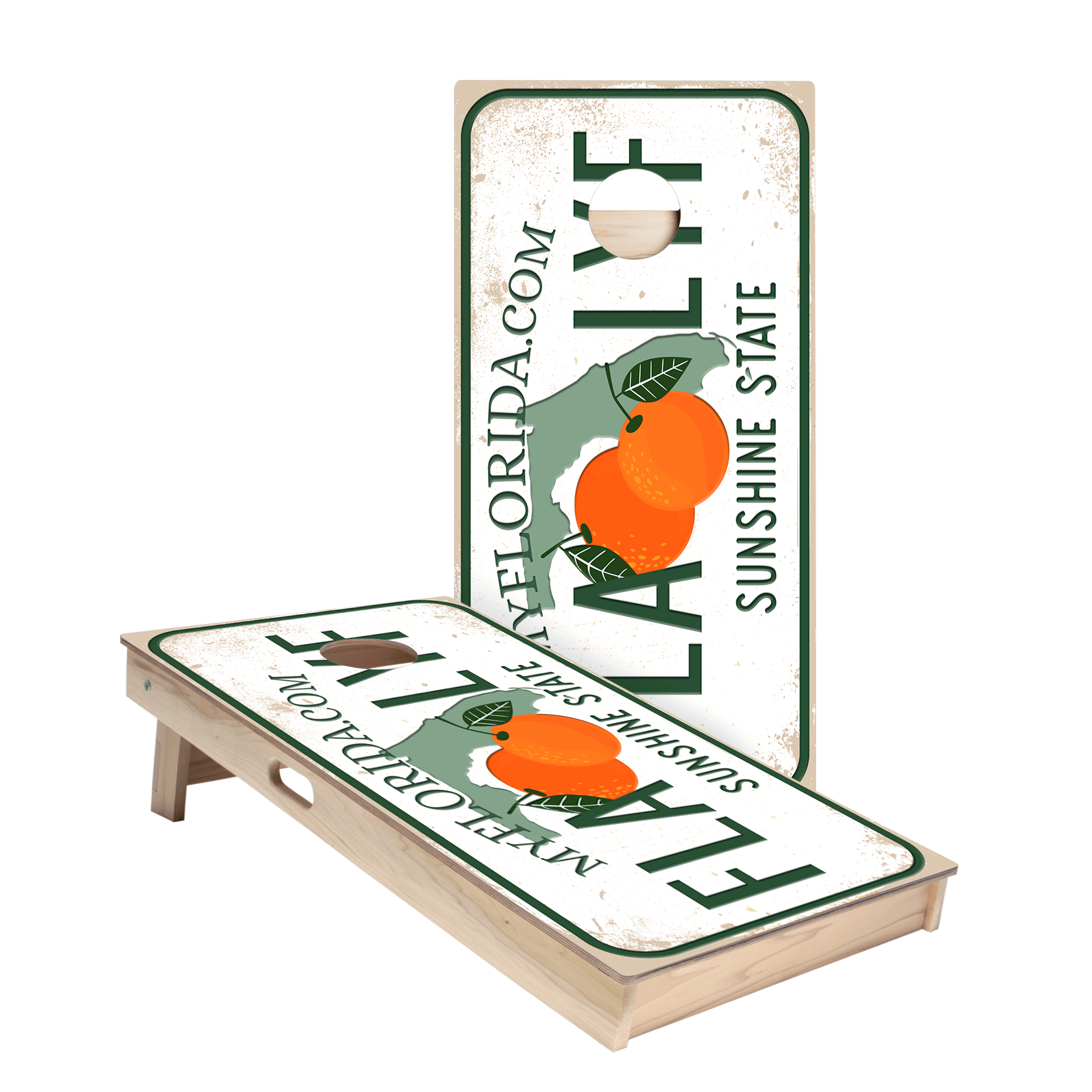 Florida State License Plate Cornhole Boards Set - Custom Home Decor & Outdoor Game for Backyard, Tailgating, and Parties
