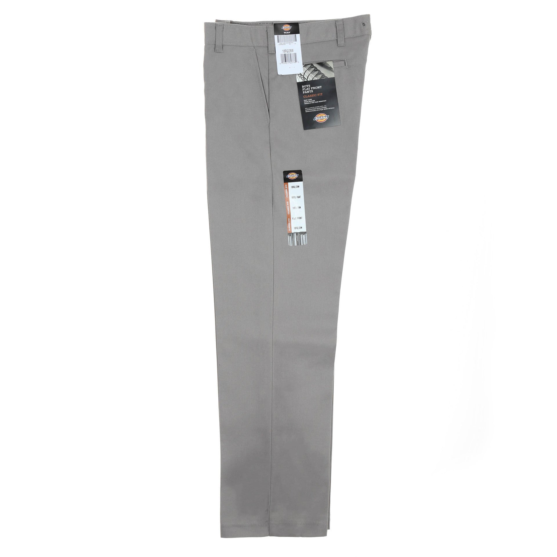 Dickies Boys' Flat Front Pants for School & Play - Comfortable Silver Uniform Pants (Sizes 8-20) - Perfect for School Uniforms, Casual Wear & Everyday Activities