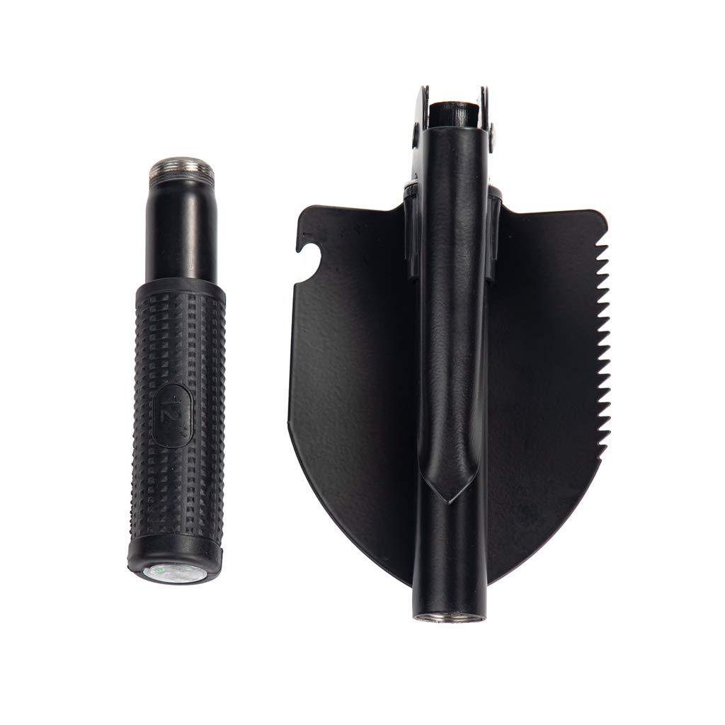 Military Camping Shovel - Portable Folding Shovel with Carrying Pouch, Durable Metal Handle for Gardening, Camping, Trekking, Fishing & Survival - Perfect for Outdoor Adventures, Emergency Kits & Backpacking (Black)