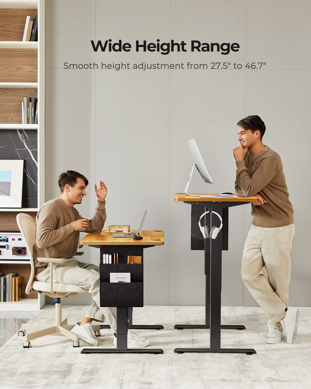 Marsail Electric Standing Desk 40x24 Inch - Adjustable Height Home Office Desk with 4 Memory Presets, Storage Bag & Cable Organizer | Ergonomic Computer Workstation for Gaming, Working & Studying | Perfect for Small Spaces & Home Offices