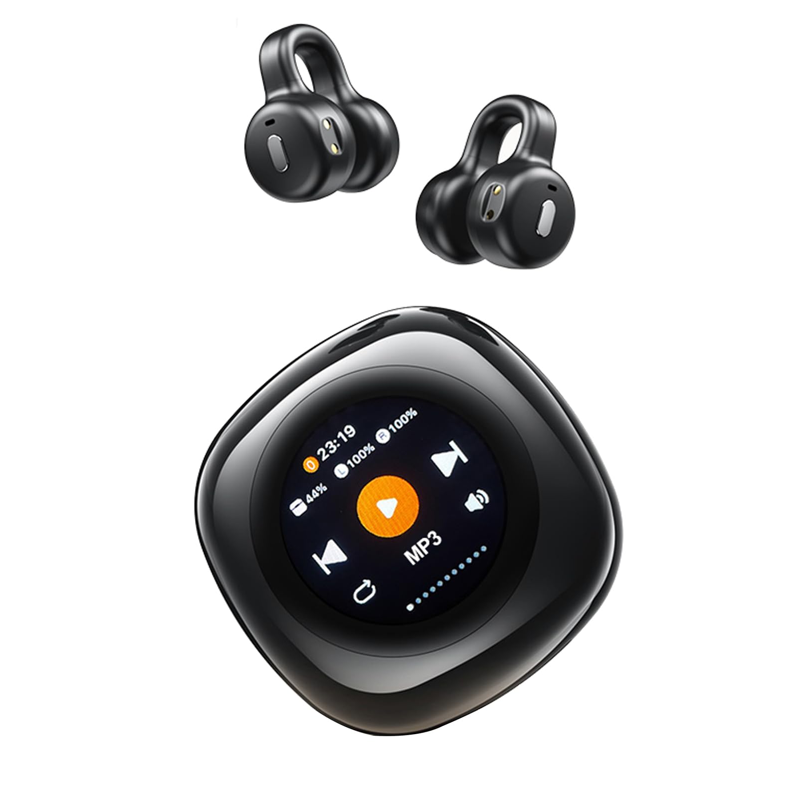 Open Ear Clip On Wireless Bluetooth Earbuds - Bone Conduction Headphones for Workout, Running & Outdoor Activities | Touch Screen Control | Comfortable Ear Cuff Design | 5.4 Bluetooth Technology
