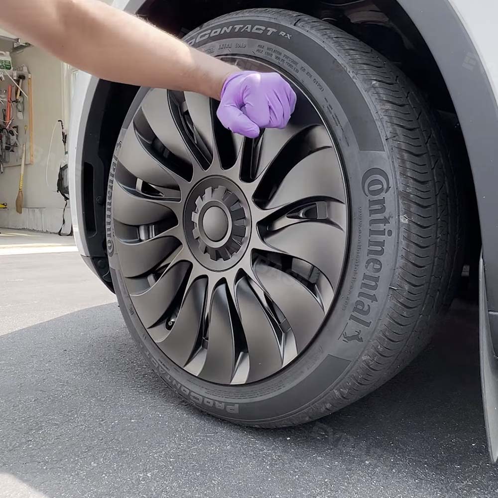 4PCS Tesla Model Y Wheel Caps - Überturbine Style 19-Inch Gemini Wheel Covers in Matte Black | Perfect for Model Y 2020-2023 | Enhance Style & Protect Wheels from Scratches