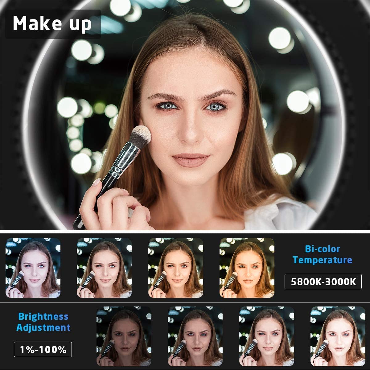 19 Inch Ring Light with Stand & Phone Holder - 60W Bi-Color LED for Live Streaming, Makeup, YouTube Videos, TikTok, Zoom & Photography - Perfect for Content Creators, Beauty Vloggers & Home Studio Setup (Black)