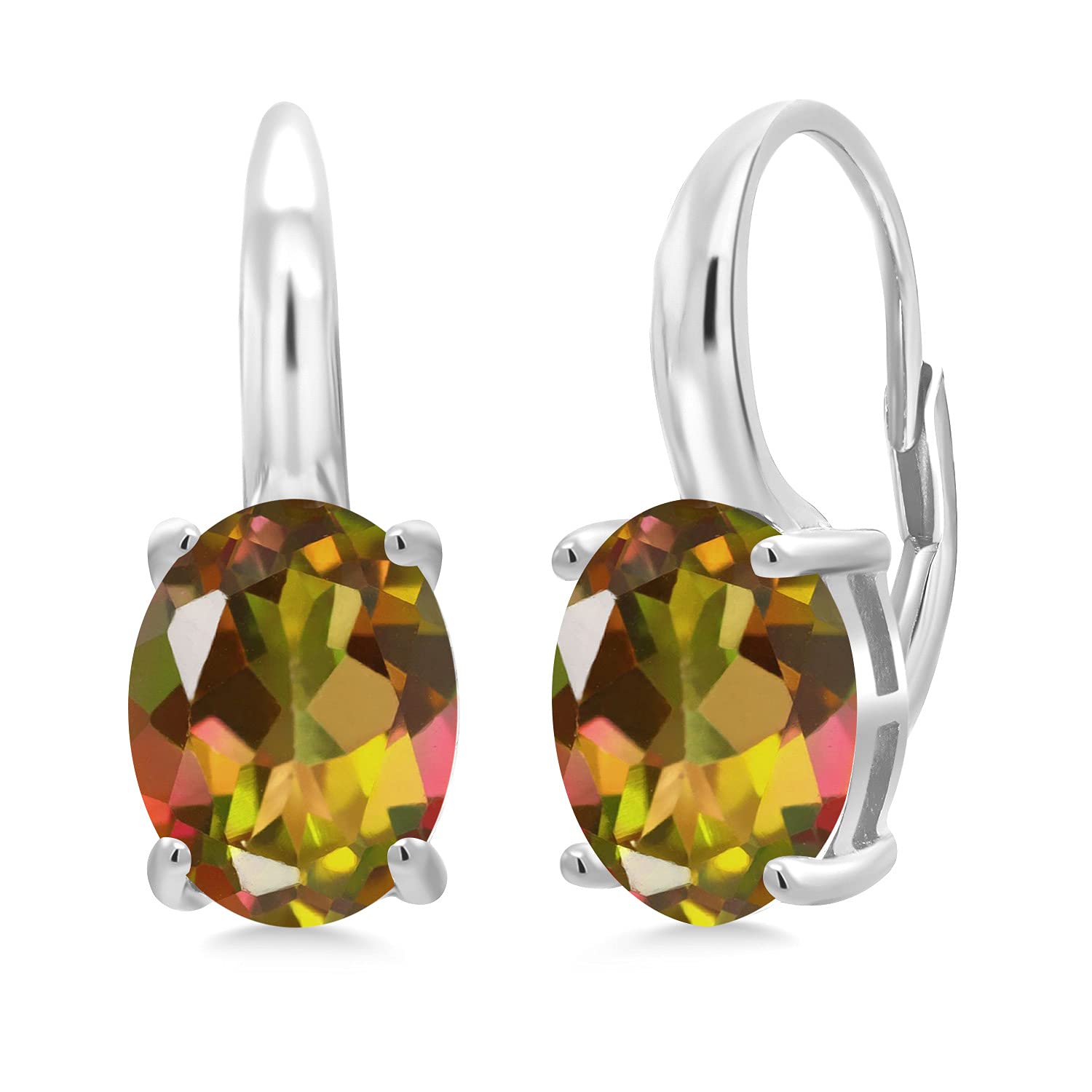 Gem Stone King 11X9MM Oval Birthstone Leverback Earrings for Women - 925 Sterling Silver Dangle Drop Earrings - Perfect for Birthdays, Anniversaries & Special Occasions