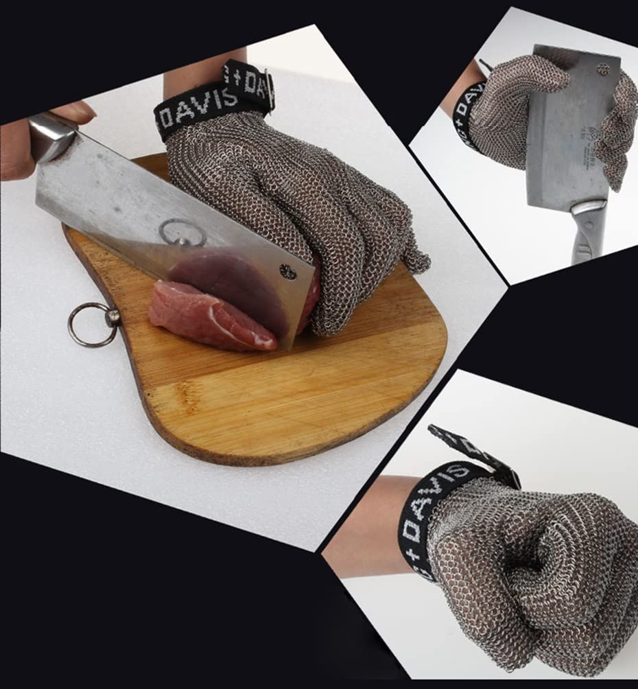 Cut Resistant Stainless Steel Gloves for Work - Chainmail Safety Gloves for Cutting, Slicing & Handling Sharp Objects - Ambidextrous Fit (Size S) - Ideal for Butchers, Chefs, Construction & Industrial Workers