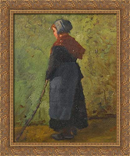 Little Shepherd Girl 20x24 Gold Ornate Wood Framed Canvas Art by Pericles Pantazis - Vintage Oil Painting Reproduction - Perfect for Living Room, Bedroom & Office Wall Decor