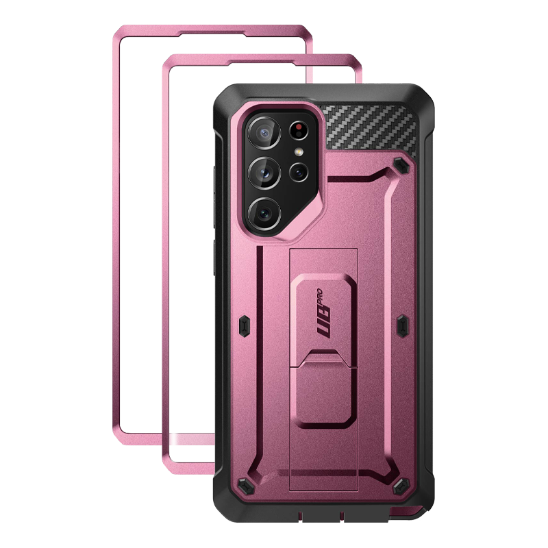 Samsung Galaxy S22 Ultra Unicorn Beetle Pro Case with Screen Protector - Burgundy Red | Shockproof Protective Cover for Work, Travel & Outdoor Activities